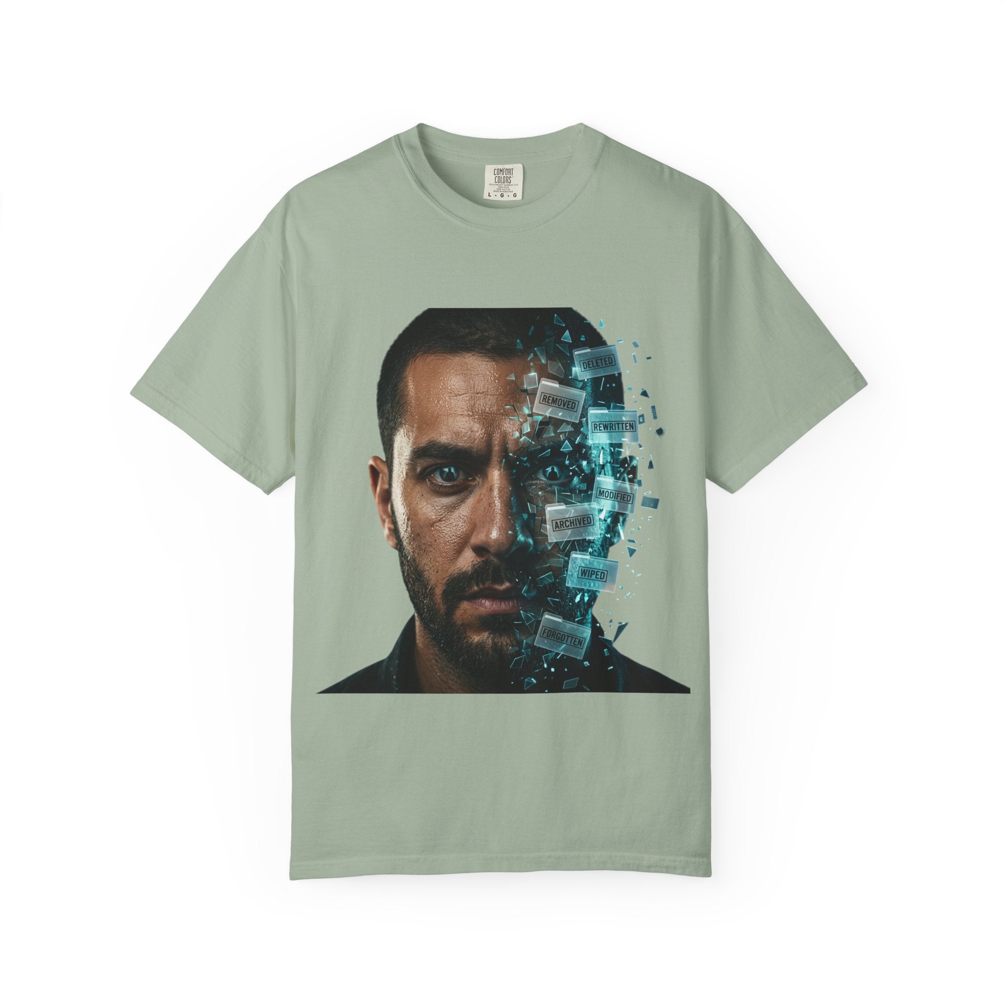 Syndication Loop Cyberpunk Portrait Tee — Tech-Noir Graphic T-Shirt | Power Runs Black by Printify