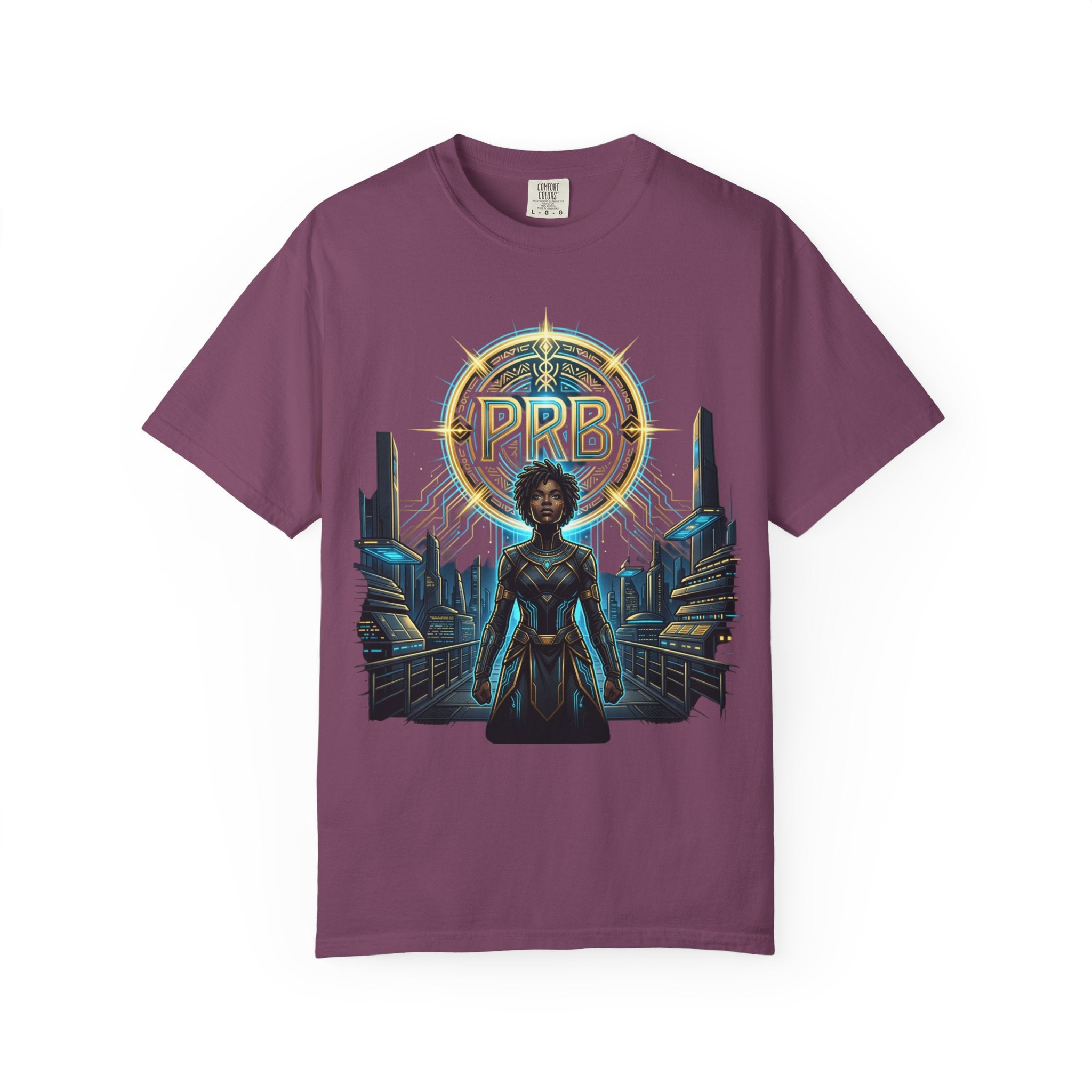 Futuristic Warrior Afrofuturist Graphic T-Shirt | Sci-Fi Streetwear Tee by Printify