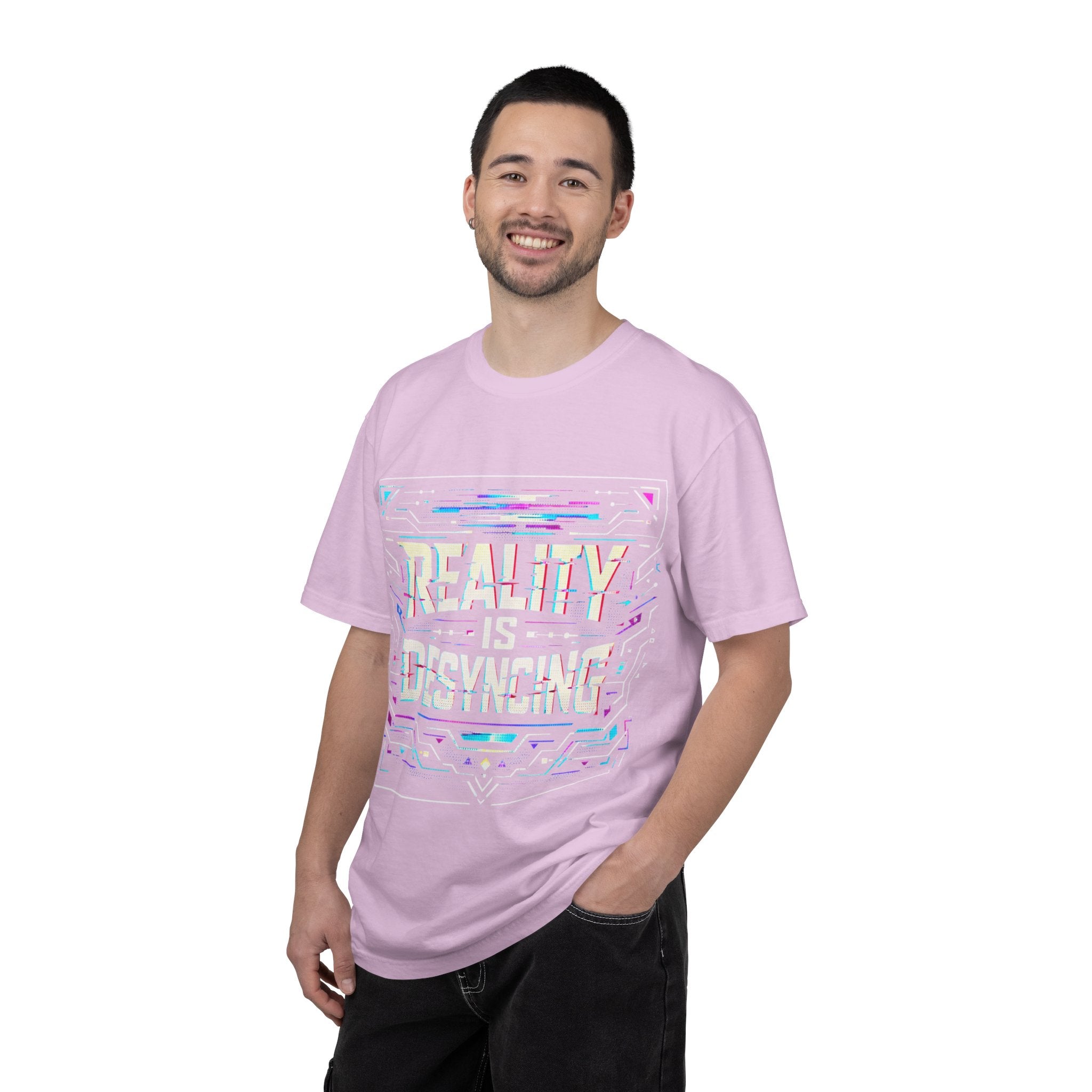 Power Runs Black PRB Glitchy Pastel "Reality Is Desyncing" T-Shirt by Printify