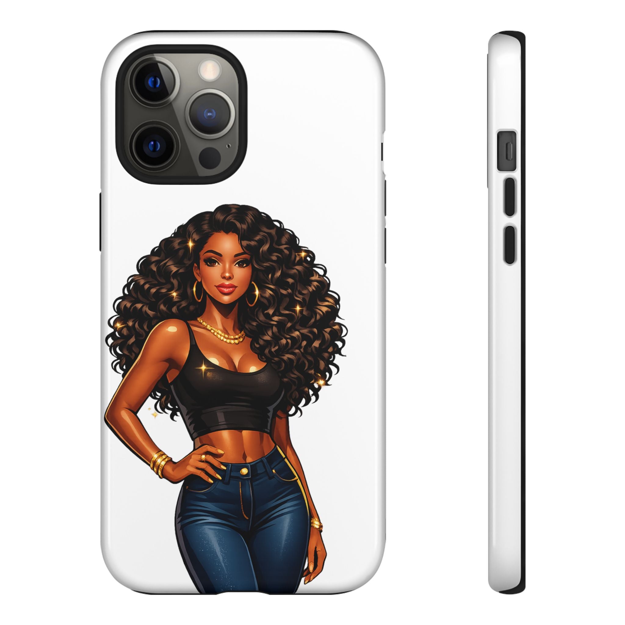 Pretty Rich Bitch by PRB Curly Hair Phone Case by Power Runs Black