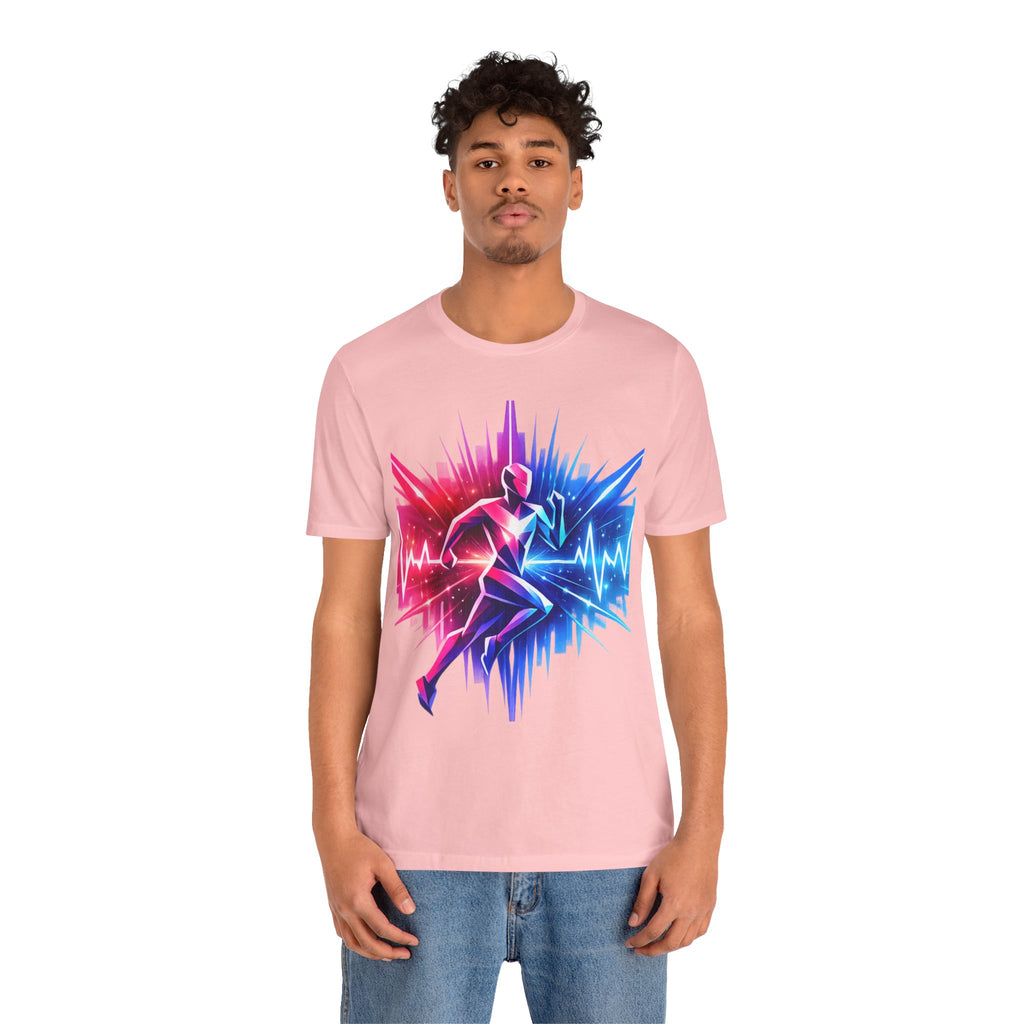 Power Runs Black PRB Running Pulse Graphic Tee — Neon Runner Heartbeat Sports T‑Shirt by Power Runs Black