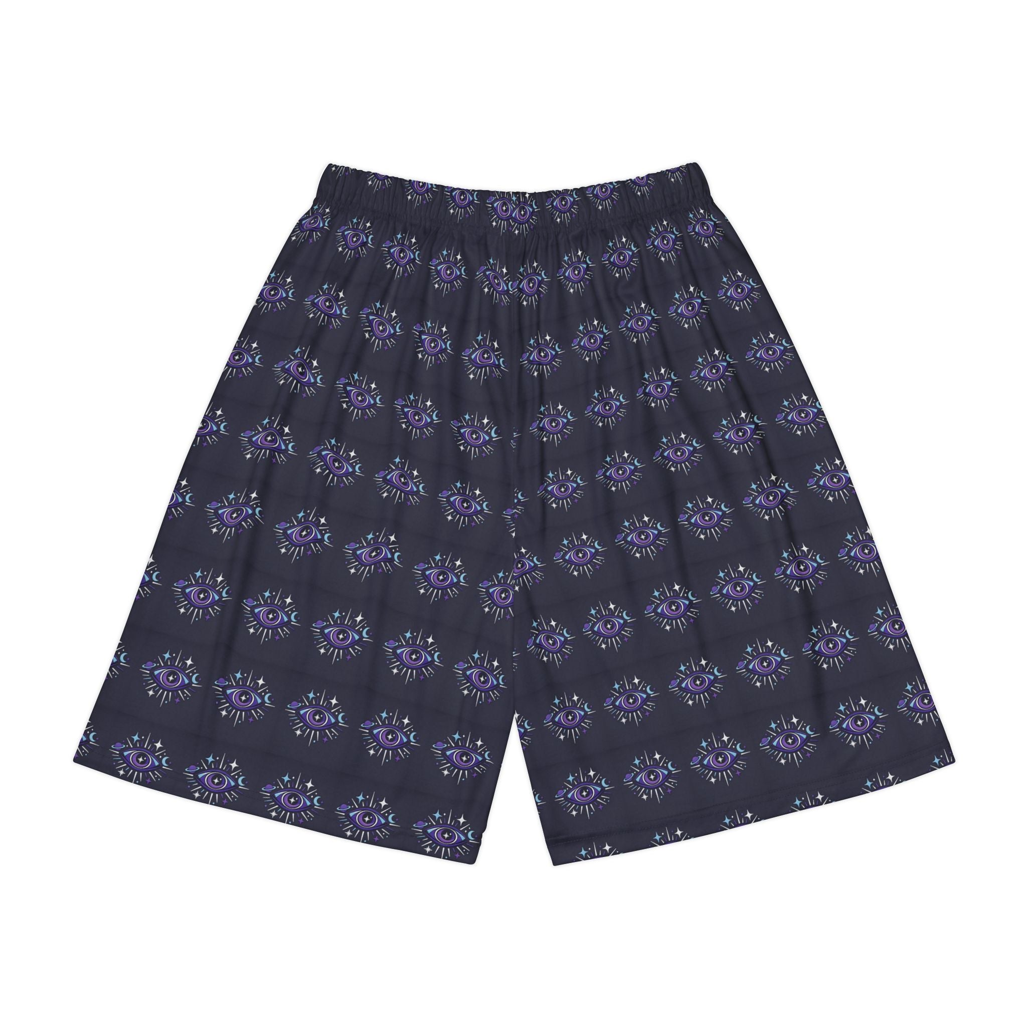 PRB Galaxy Cat Patterned Men’s Sports Shorts — Cosmic Purple AOP Athletic Shorts by Power Runs Black