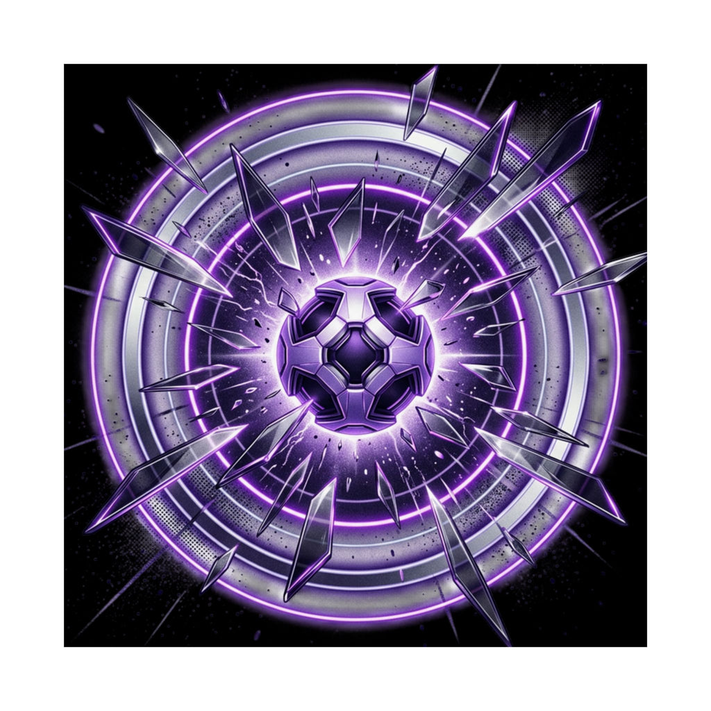 Power Runs Black Purple Energy Shield Matte Poster by Power Runs Black