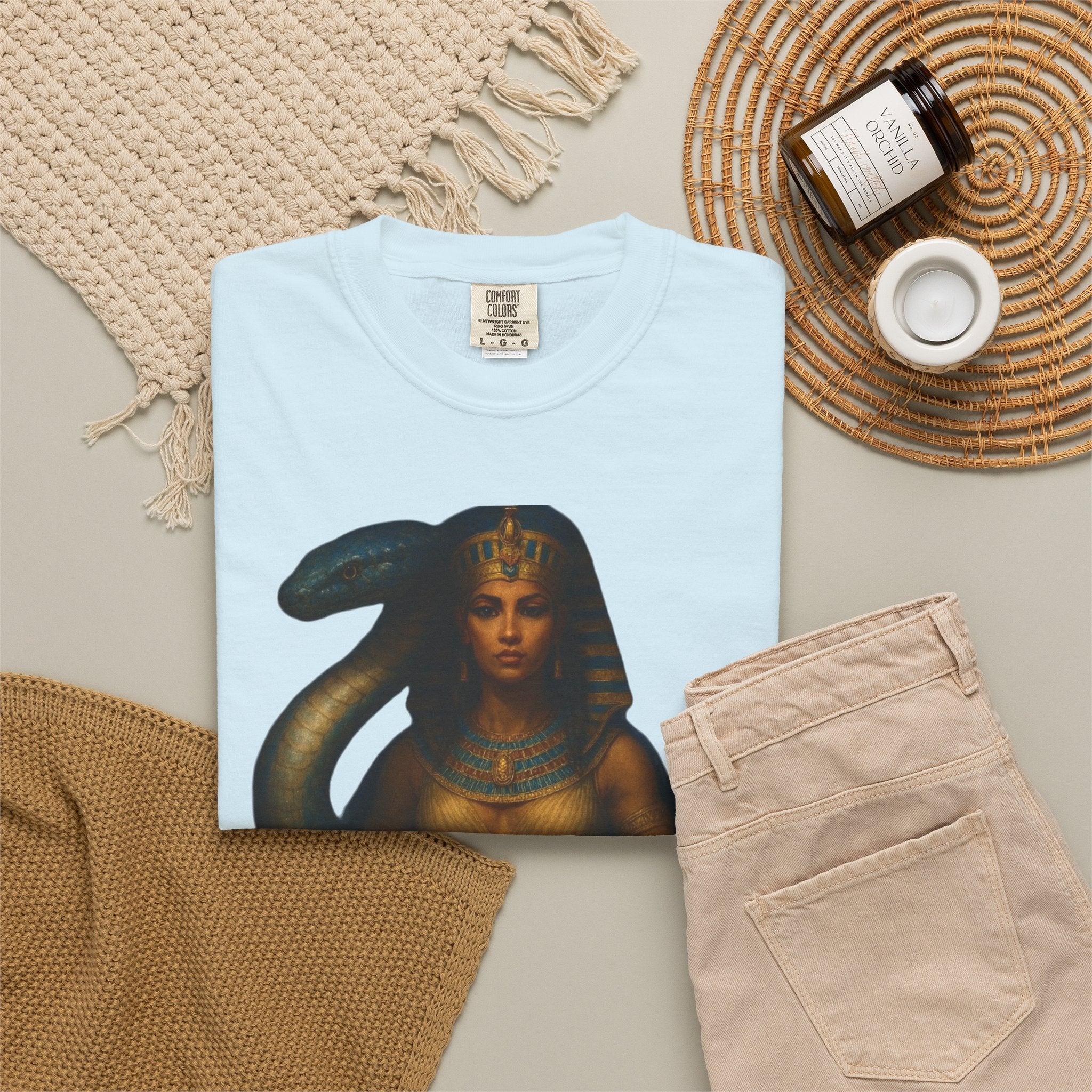 PRB Egyptian Goddess with Snake T-Shirt | Pharaoh Serpent Art Tee by Power Runs Black