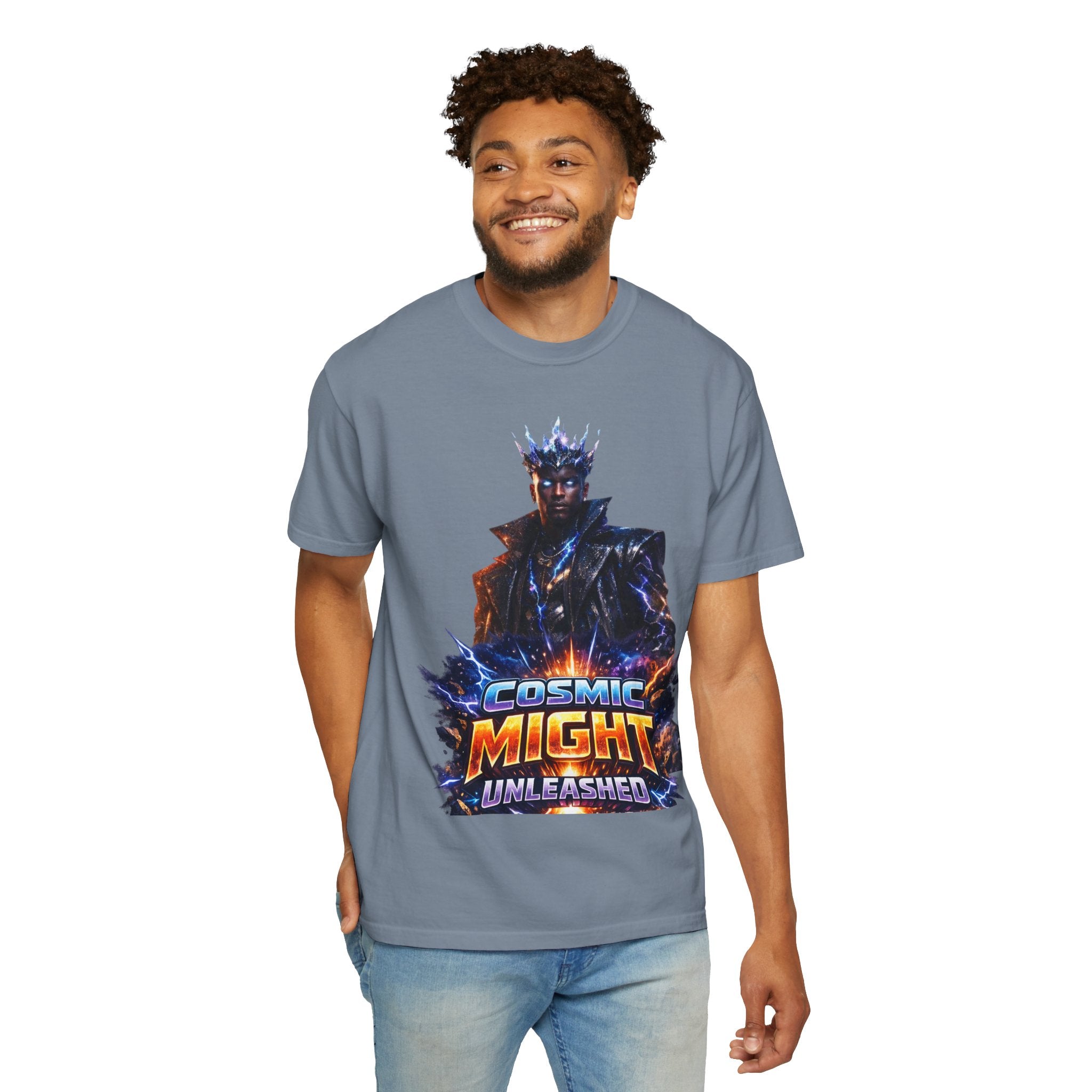 PRB Cosmic Might Unleashed T-shirt | Space Warrior Graphic Tee by Printify