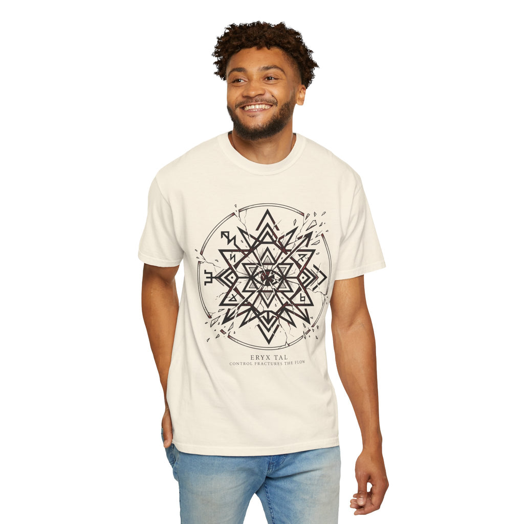 Power Runs Black PRB Eryx Tal Geometric Mandala T-Shirt — Symmetric Star Graphic Tee by Power Runs Black