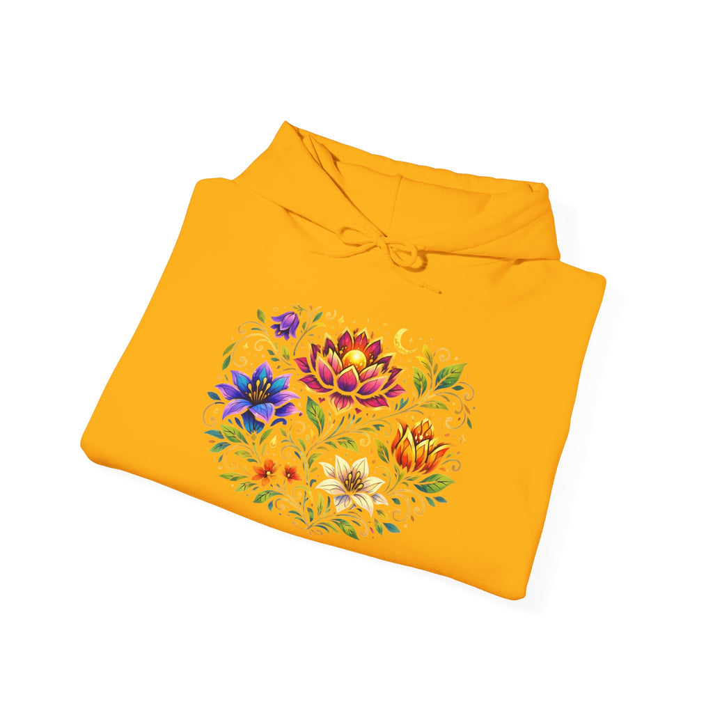 Pretty Rich Bitch by PRB Colorful Floral Lotus Bouquet Hoodie | Watercolor Flower Mandala Sweatshirt by Power Runs Black