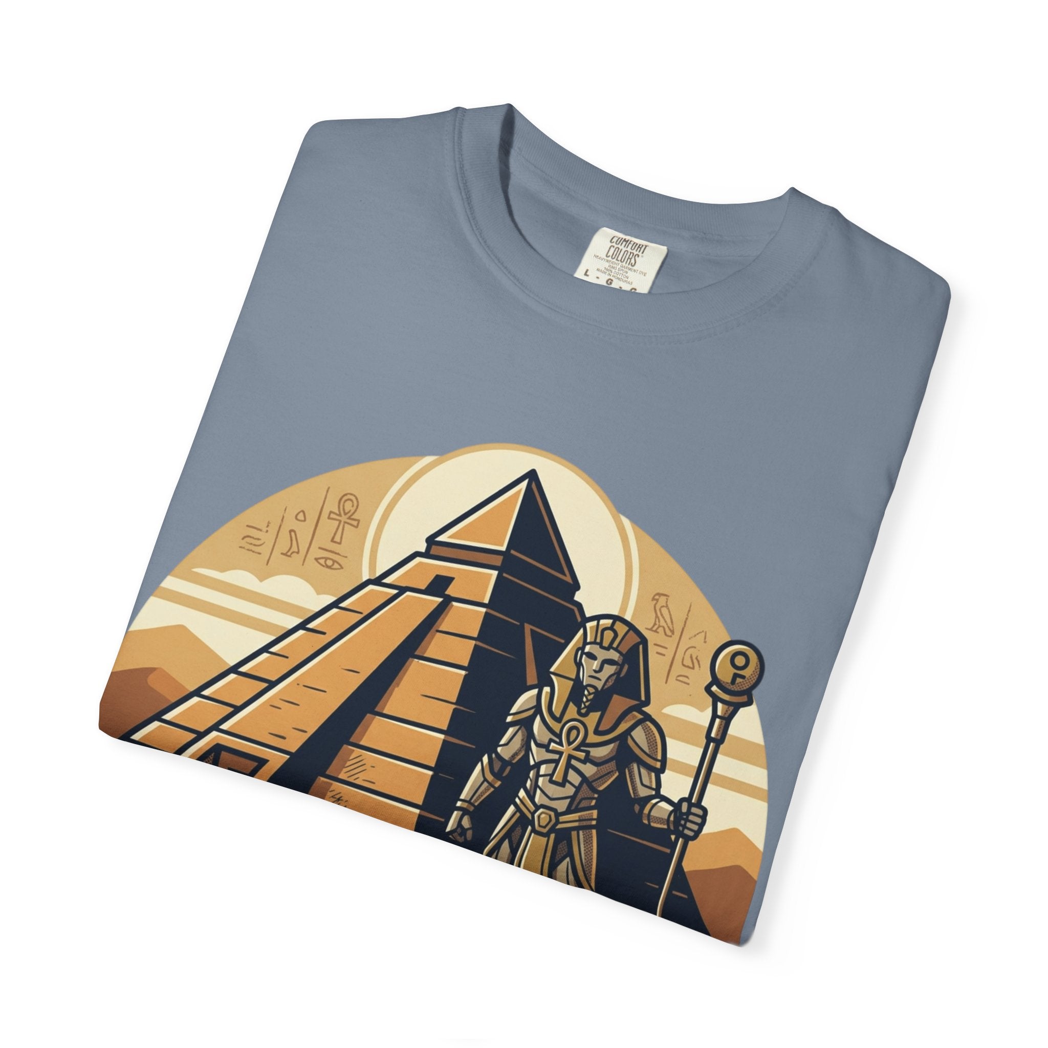 Power Runs Black PRB Guardian Unit T-Shirt — Egyptian Pyramid Sci‑Fi Graphic Tee by Printify