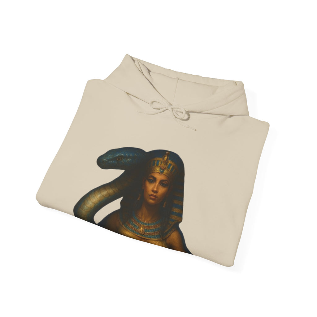 PRB Egyptian Goddess Portrait Hoodie | Serpent Headdress, Ancient Queen Art by Power Runs Black
