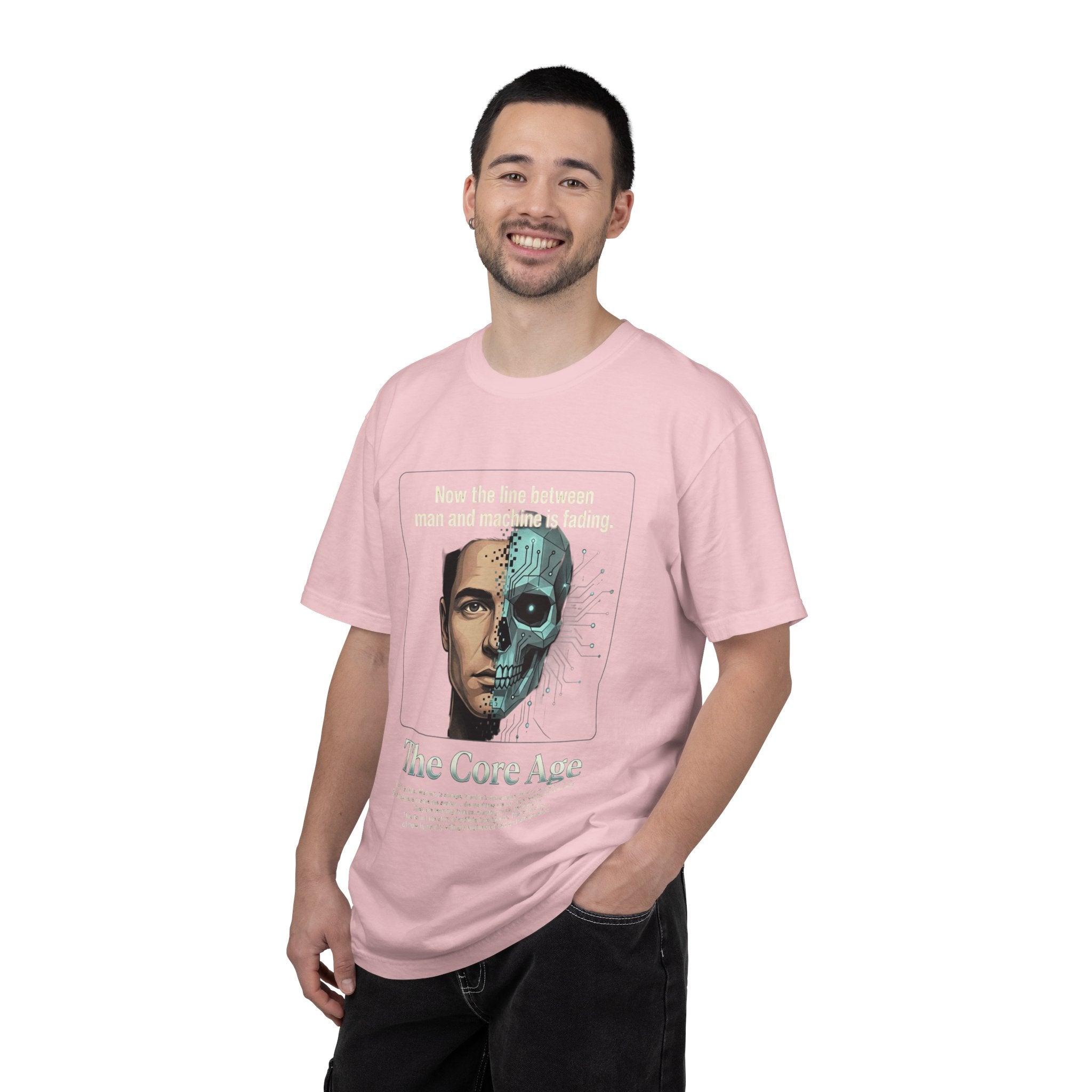 Power Runs Black AI Fusion Graphic T-Shirt — "The Core Age" Split Face Design by Power Runs Black
