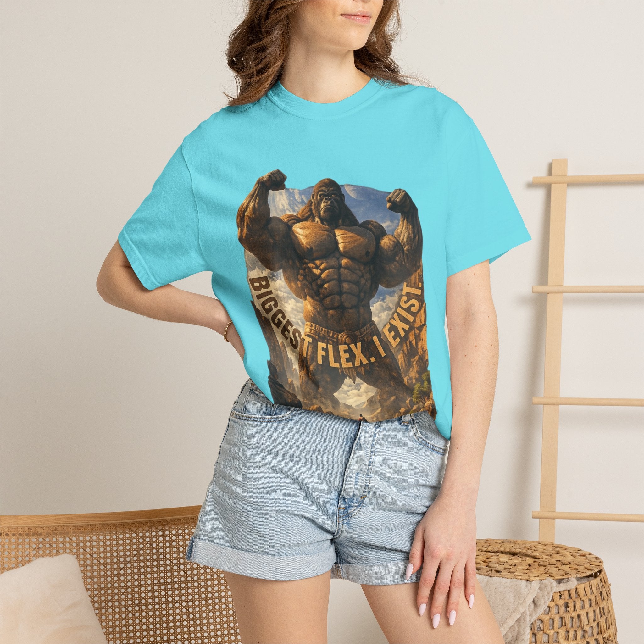 PRB Biggest Flex I Exist T-Shirt — Funny Muscle Gorilla Graphic Tee by Power Runs Black