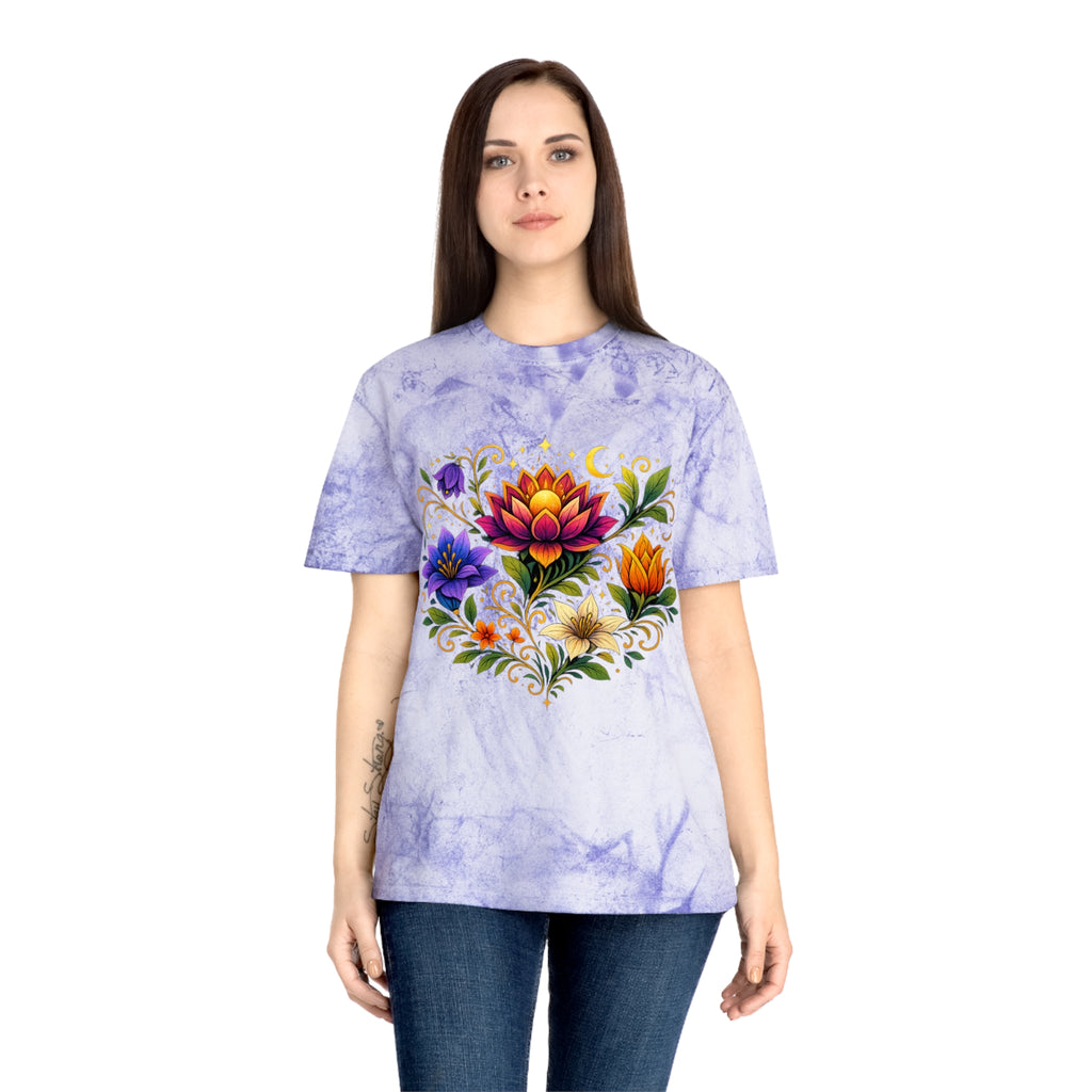 Pretty Rich Bitch by PRB Vibrant Lotus Bouquet T-Shirt | Floral Watercolor Bloom Tee by Power Runs Black