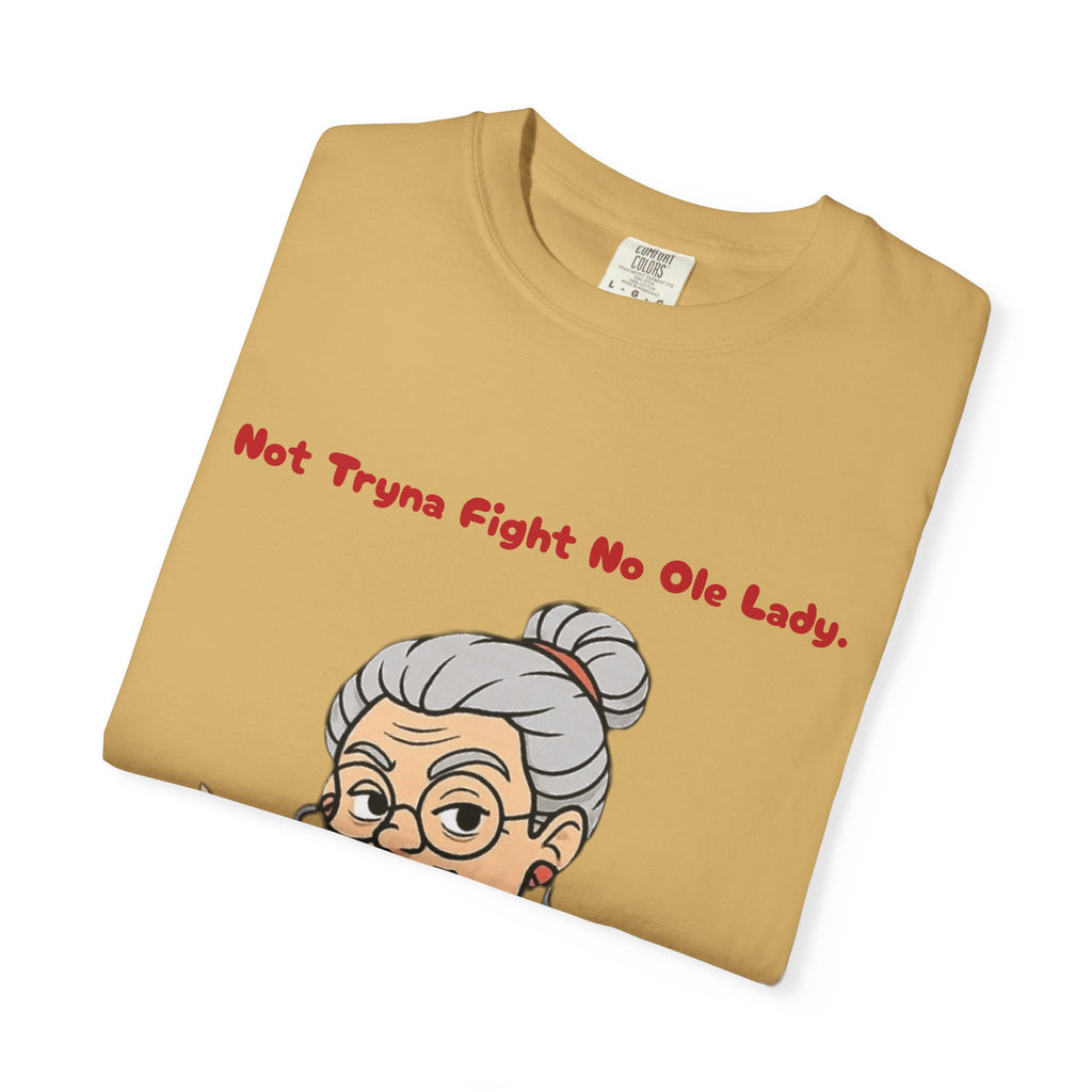 PRB Not Tryna Fight No Ole Lady T-shirt | Funny Grandma Graphic Tee by Power Runs Black
