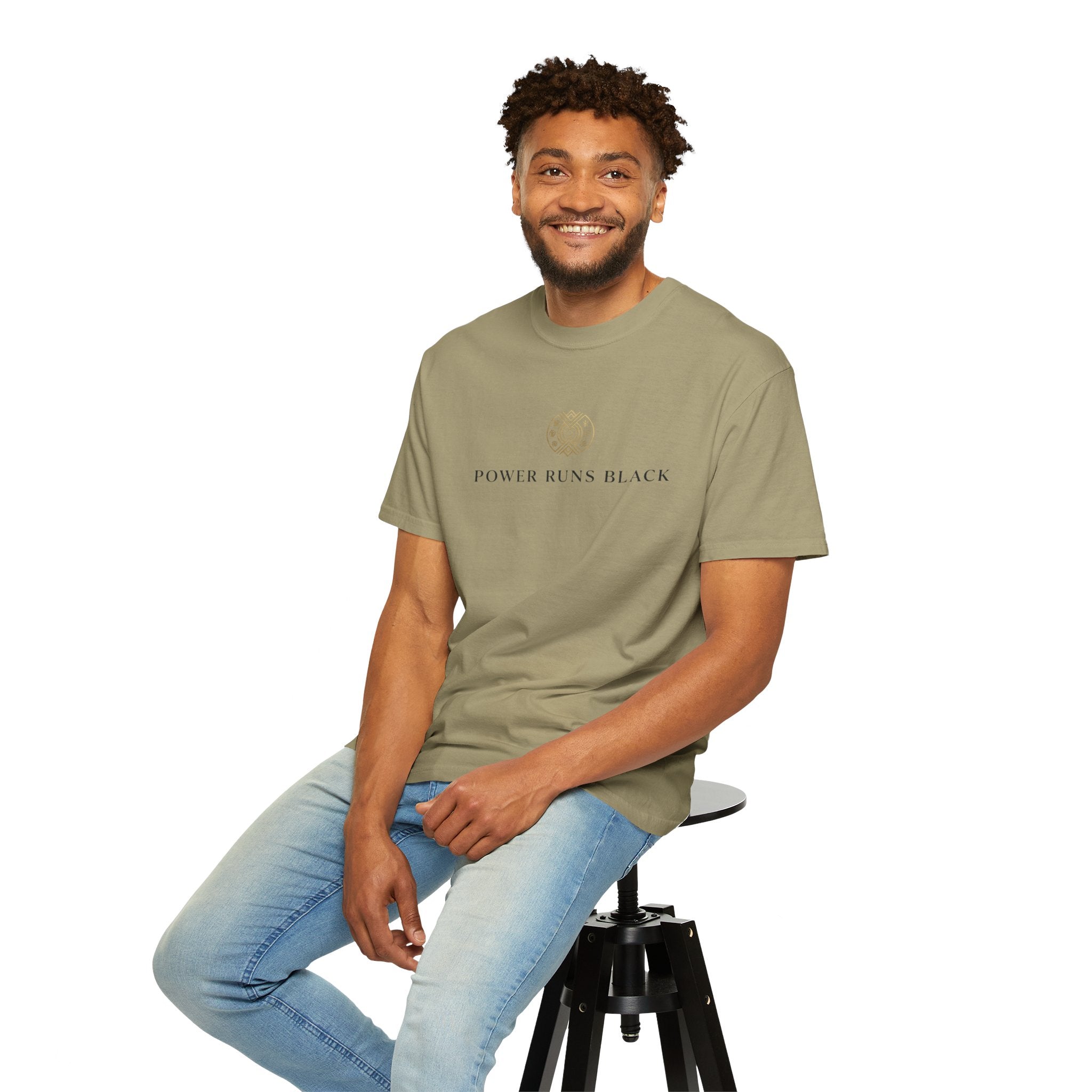 Power Runs Black PRB Graphic T-Shirt — Minimal Emblem Tee by Power Runs Black