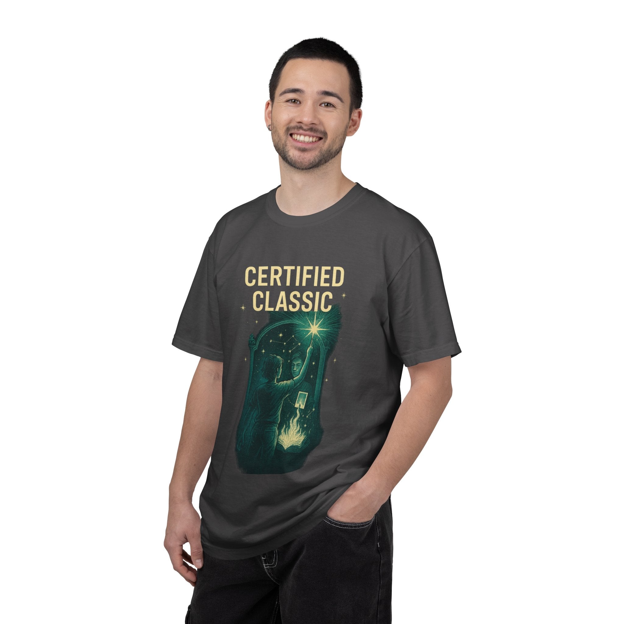 PRB Certified Classic illustration T-shirt | vintage camping, night sky, campfire by Power Runs Black