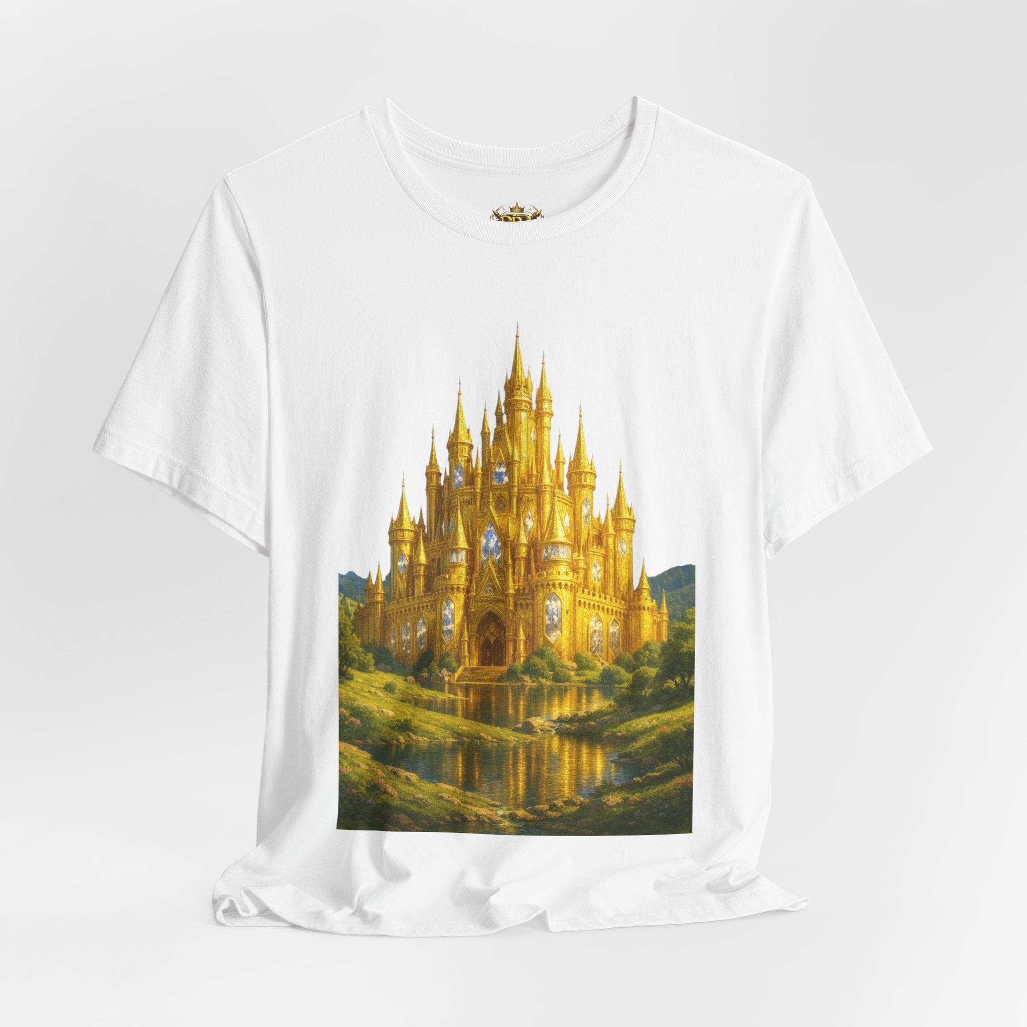 PRB Golden Fantasy Castle Tee | Magical Kingdom Illustration, Fairytale Scene by Printify