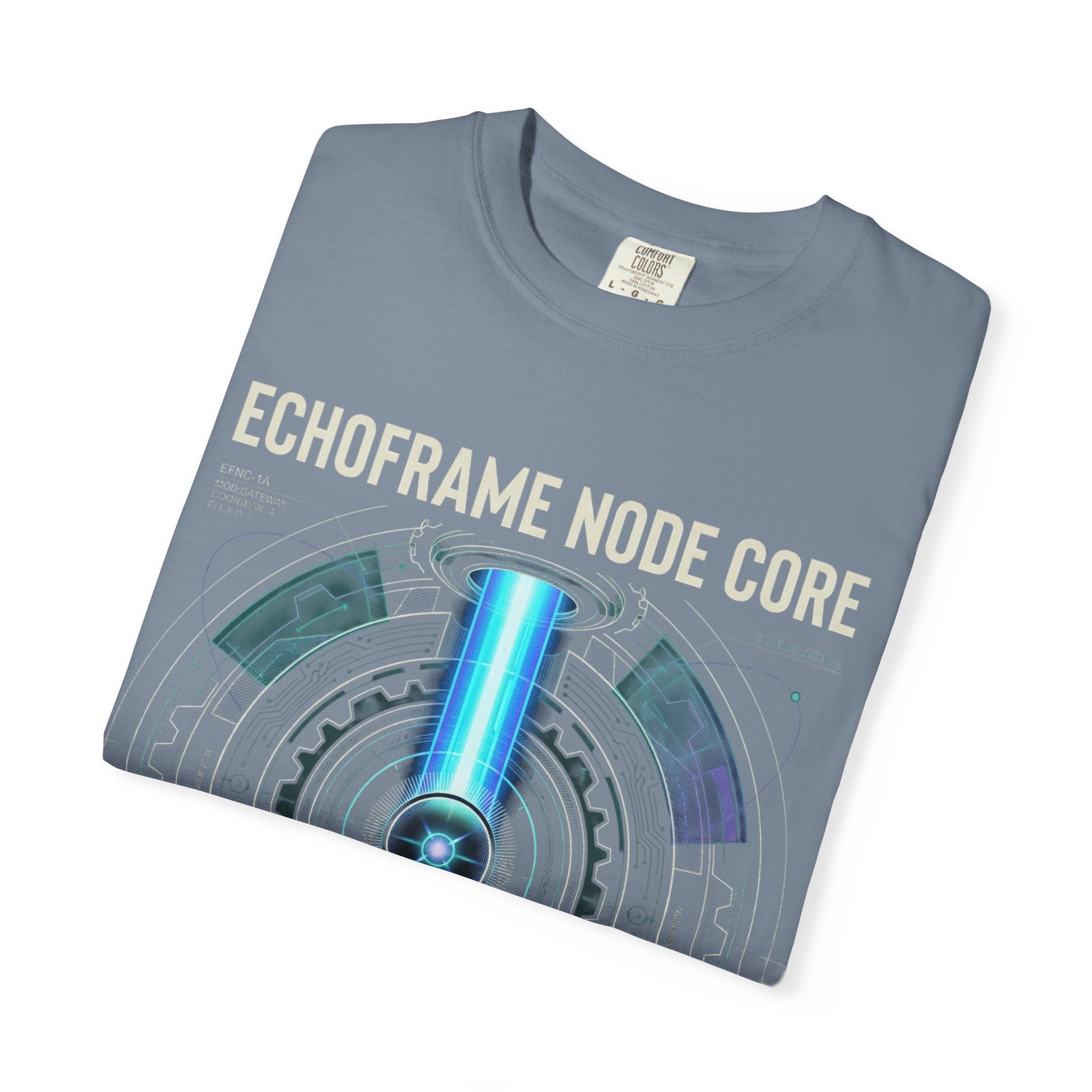 Power Runs Black PRB Echoframe Node Core T-Shirt — Futuristic Tech Graphic Tee by Power Runs Black