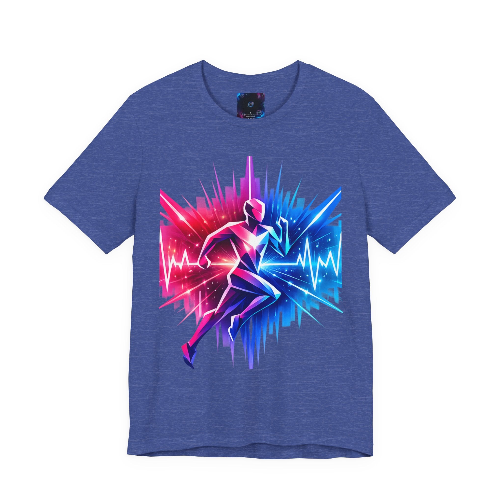 Power Runs Black PRB Running Pulse Graphic Tee — Neon Runner Heartbeat Sports T‑Shirt by Power Runs Black