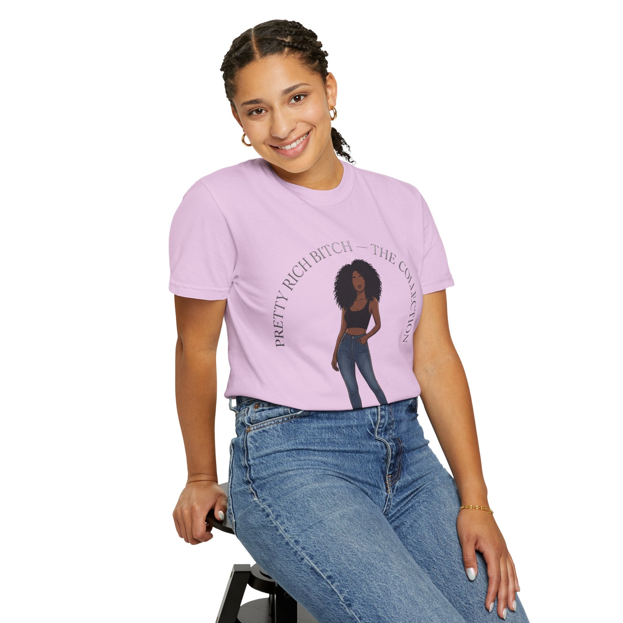 Pretty Rich Bitch The Collection by PRB Graphic Tee (Afro Curly Woman) by Power Runs Black