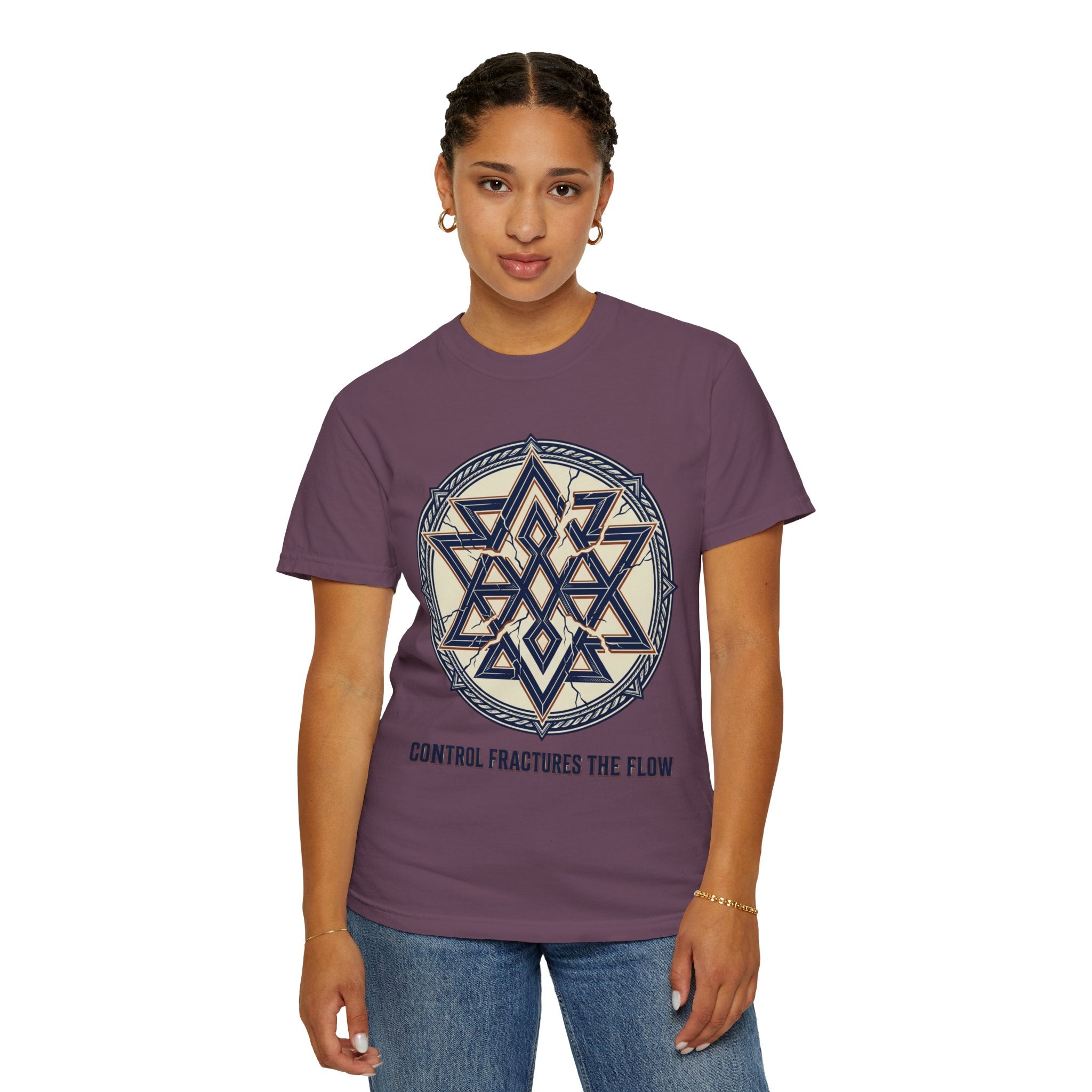 Power Runs Black PRB Geometric Star Mandala T-Shirt — "Control Fractures the Flow" Graphic Tee by Power Runs Black