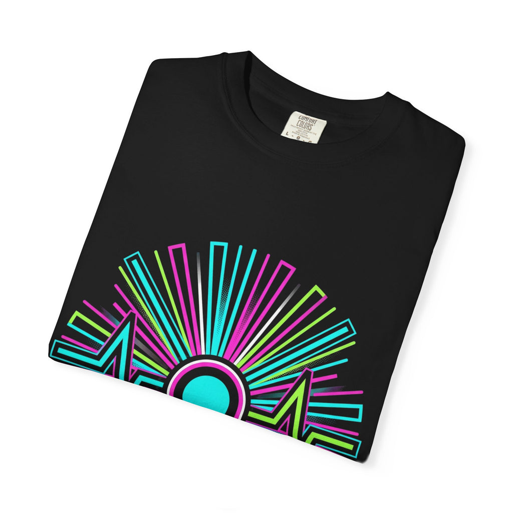 Power Runs Black PRB Electric "Move With Pulse" Graphic T-Shirt — Neon Sunburst Design by Printify