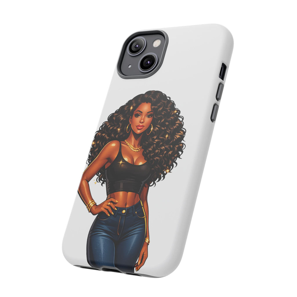 Pretty Rich Bitch by PRB Curly Hair Phone Case by Power Runs Black
