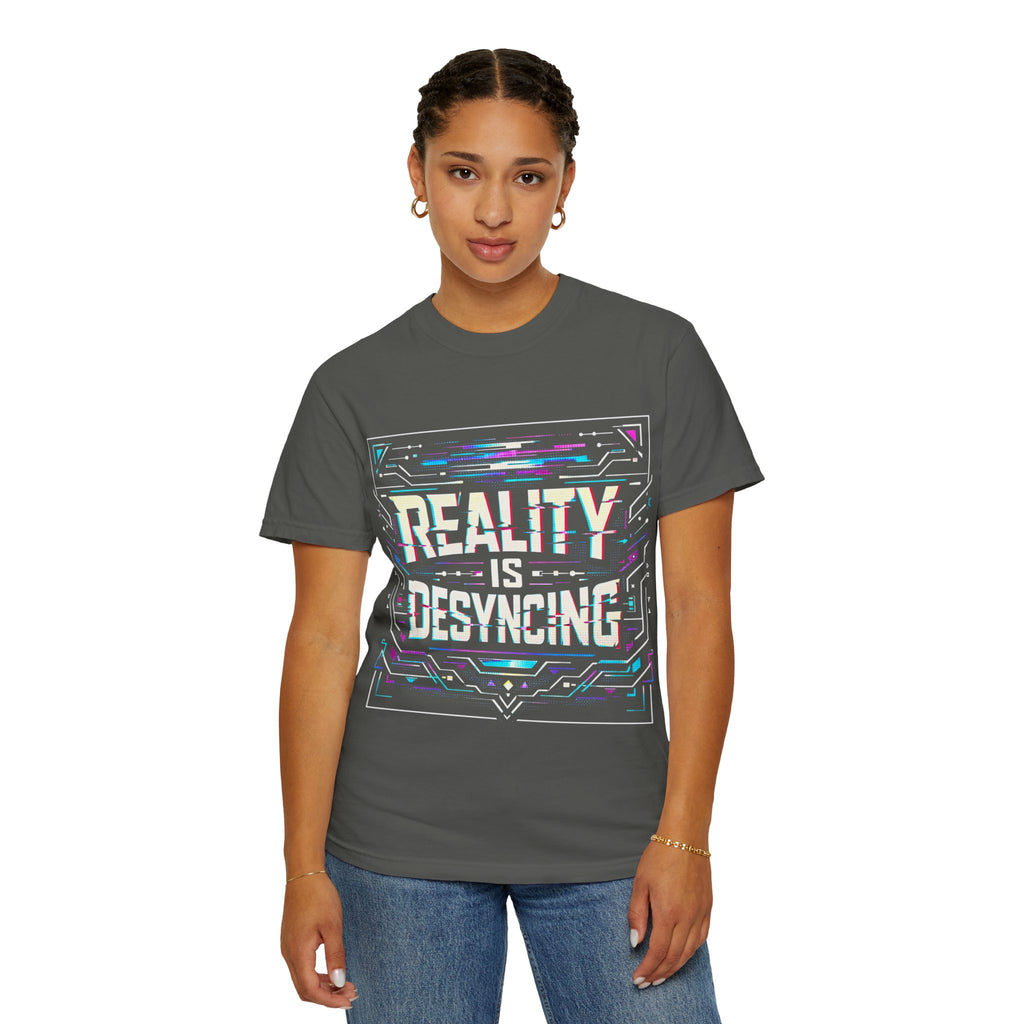 Power Runs Black PRB Glitchy Pastel "Reality Is Desyncing" T-Shirt by Printify