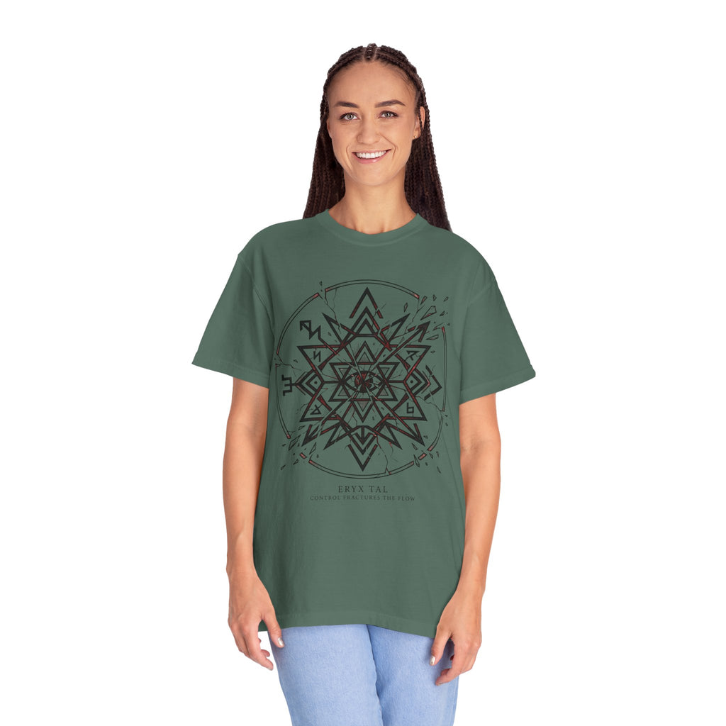 Power Runs Black PRB Eryx Tal Geometric Mandala T-Shirt — Symmetric Star Graphic Tee by Power Runs Black
