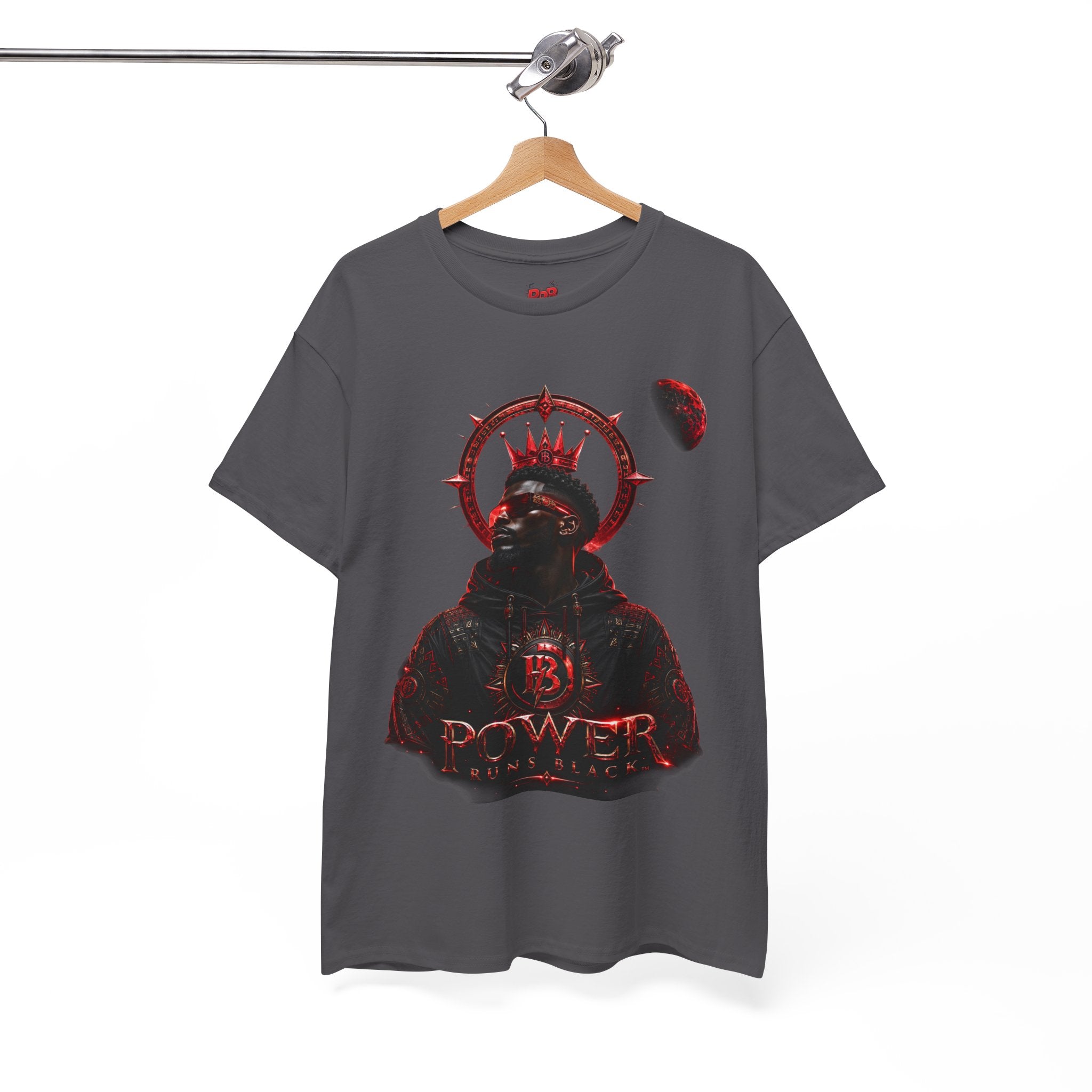 Power Runs Black Red Angel Graphics Tee by Printify