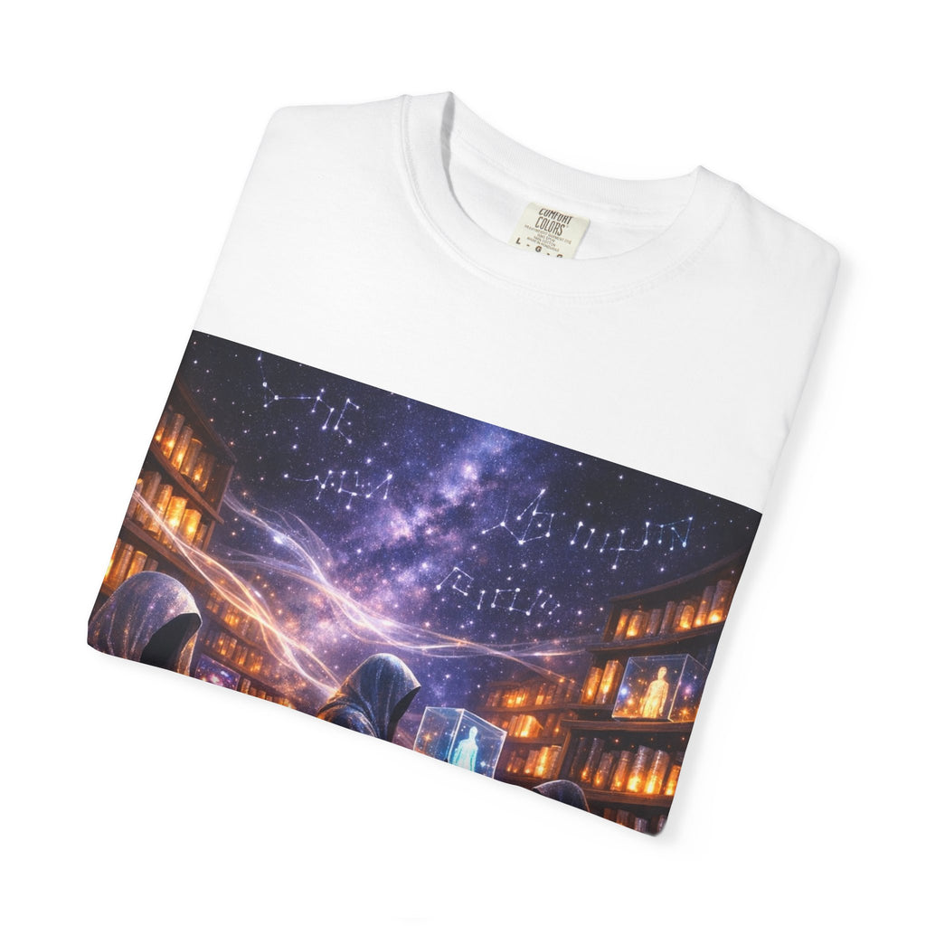 PRB Mystic Library Wizards T-Shirt — Cosmic Sorcerer Art Tee by Power Runs Black