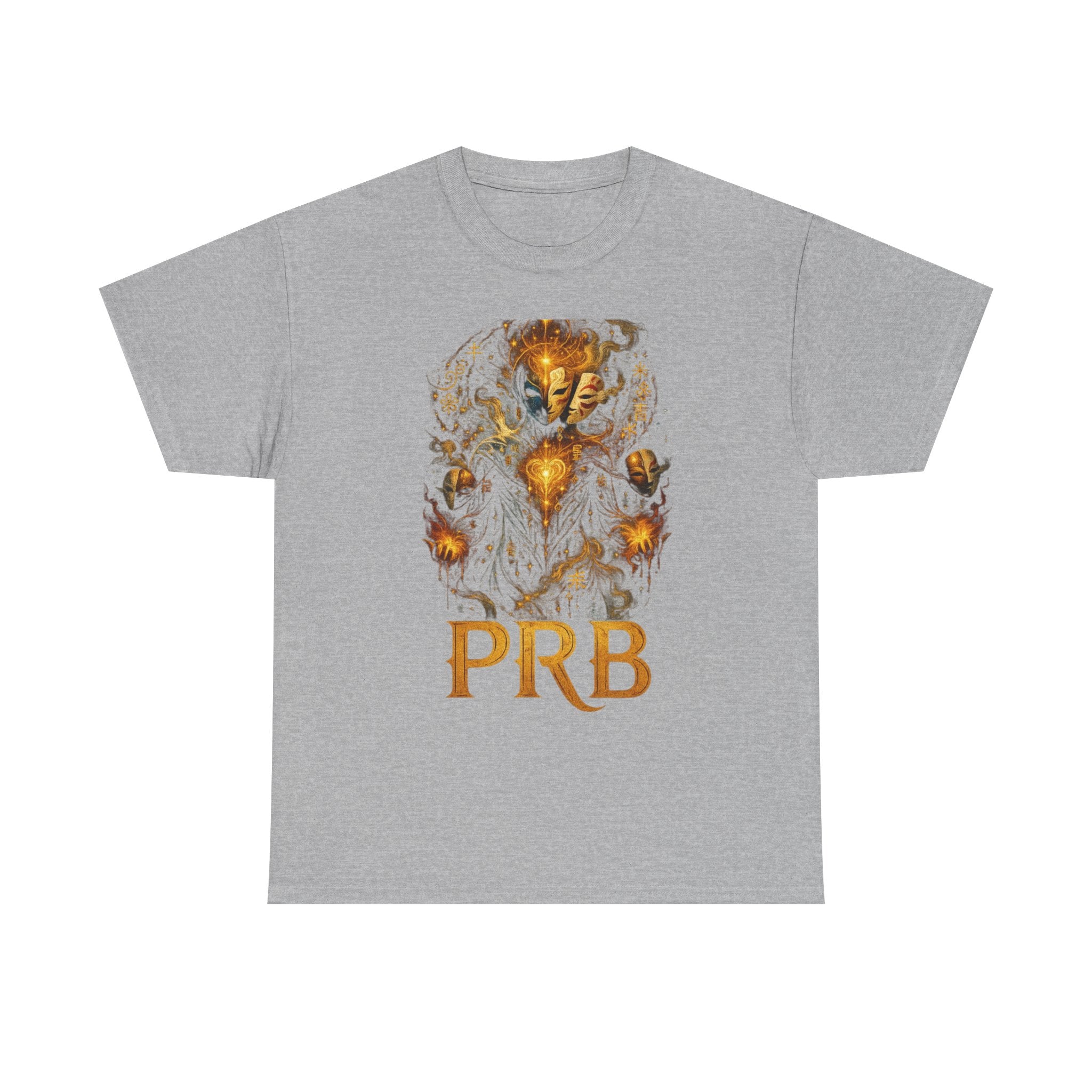 PRB Golden Mystic Mask Graphic Tee — Vintage Nature Illustration T-Shirt by Power Runs Black