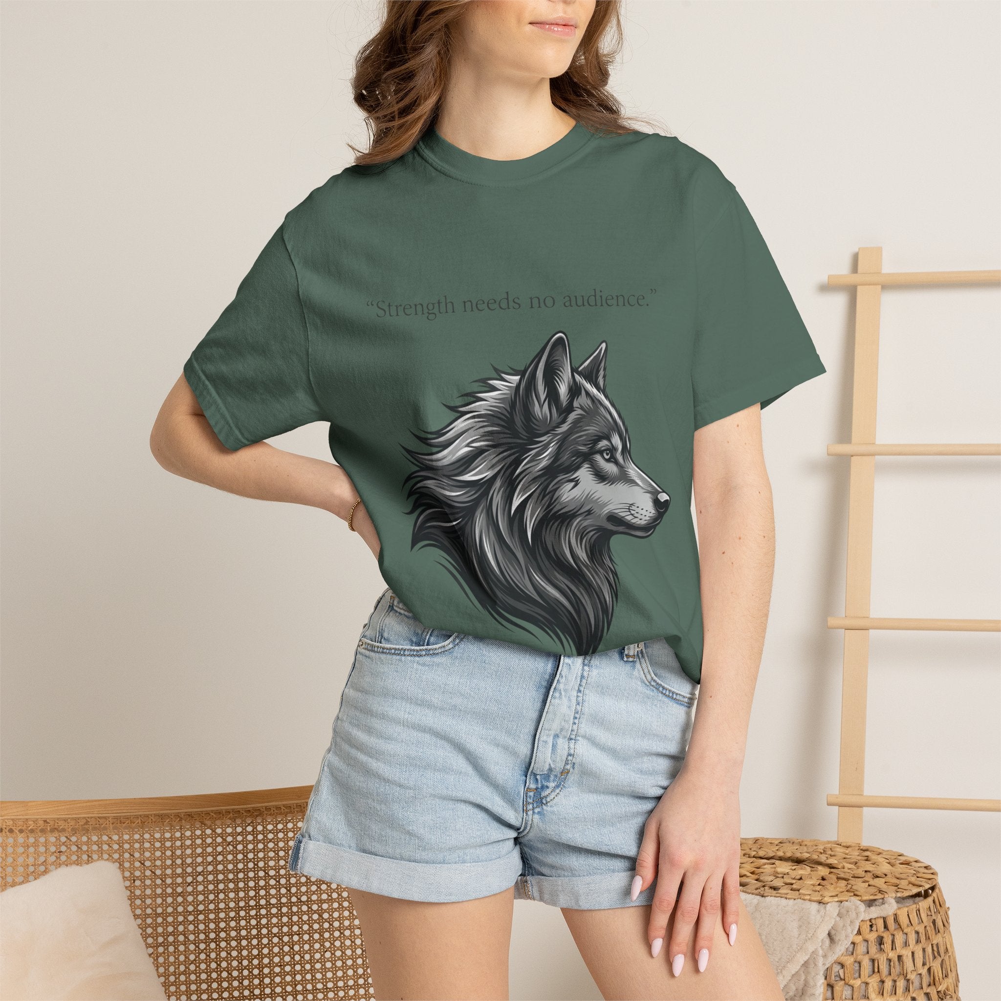 PRB Wolf Head T-Shirt — "Strength needs no audience" Inspirational Graphic Tee by Printify