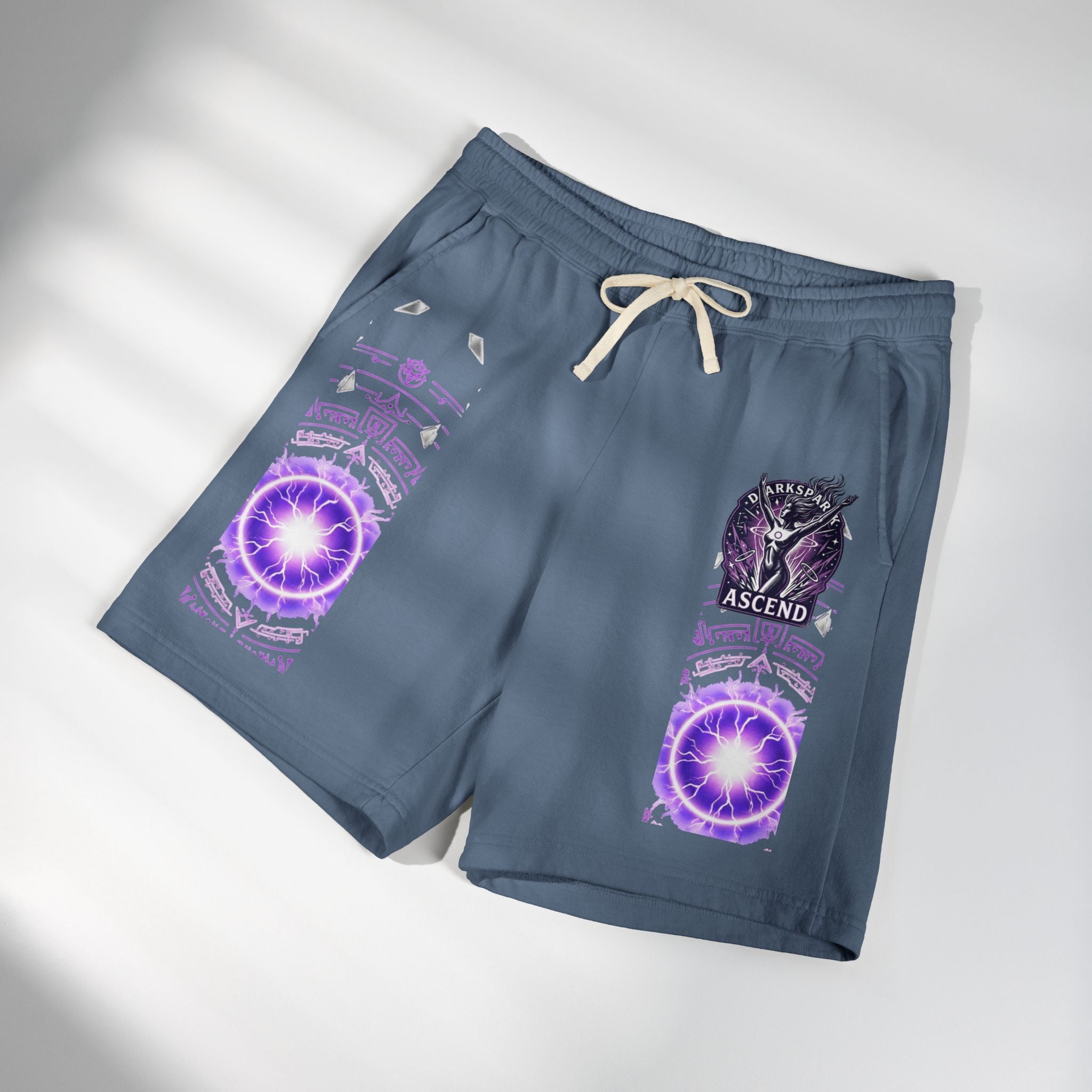 Power Runs Black PRB Ascend Graphic Sweat Shorts — Light Fleece Athletic Lounge Shorts by Printify