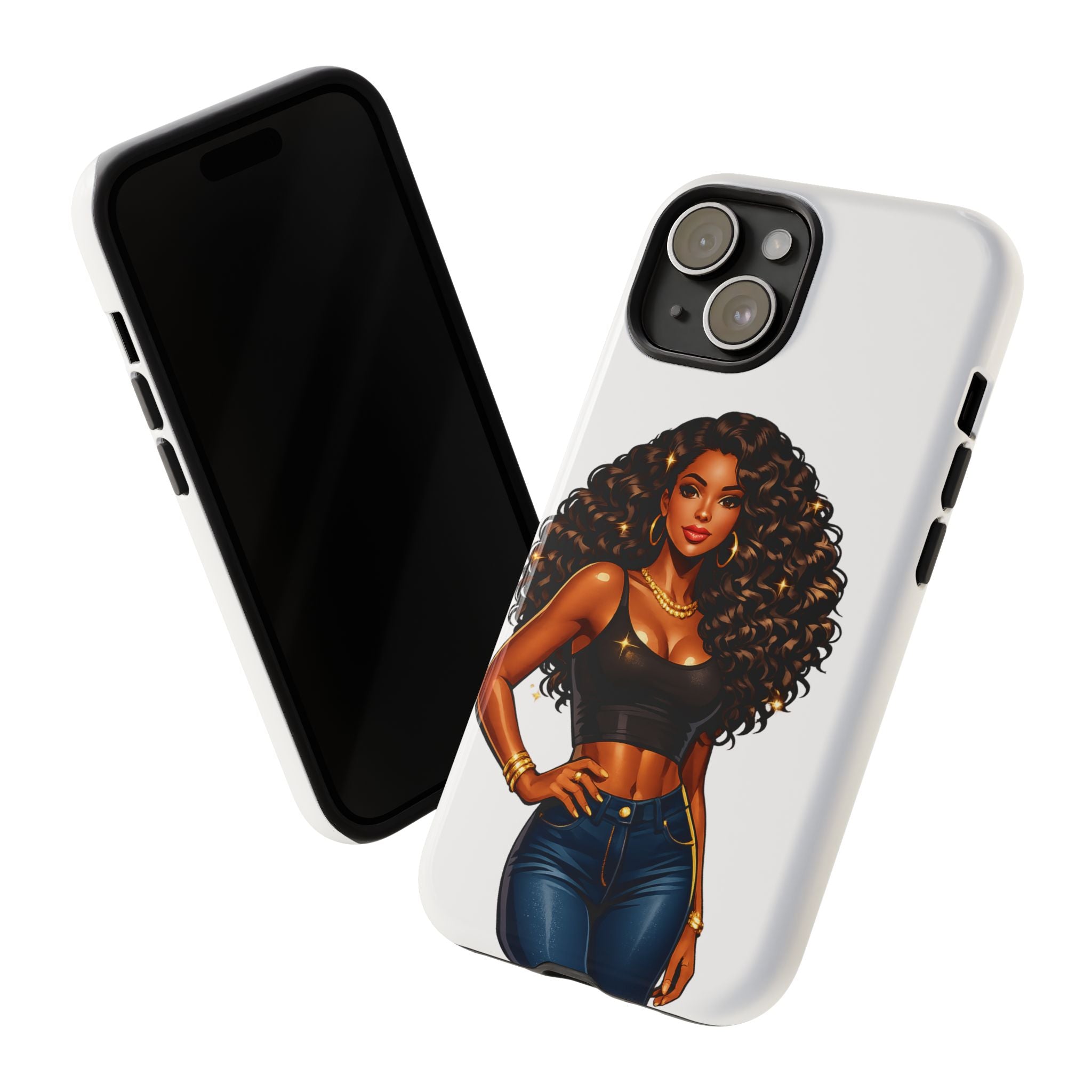 Pretty Rich Bitch by PRB Curly Hair Phone Case by Power Runs Black