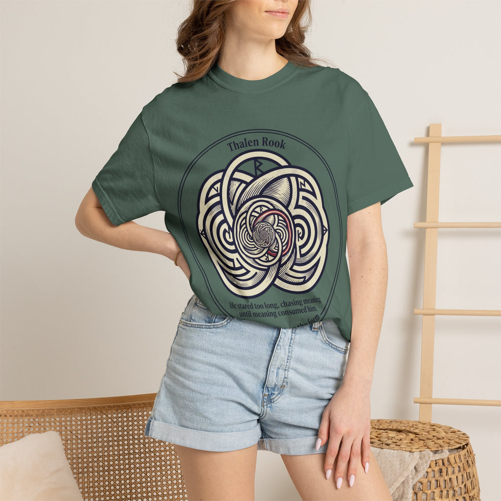 Power Runs Black PRB Thalen Rook Celtic Knot Graphic T-Shirt — "He stared too long..." Quote Tee by Power Runs Black