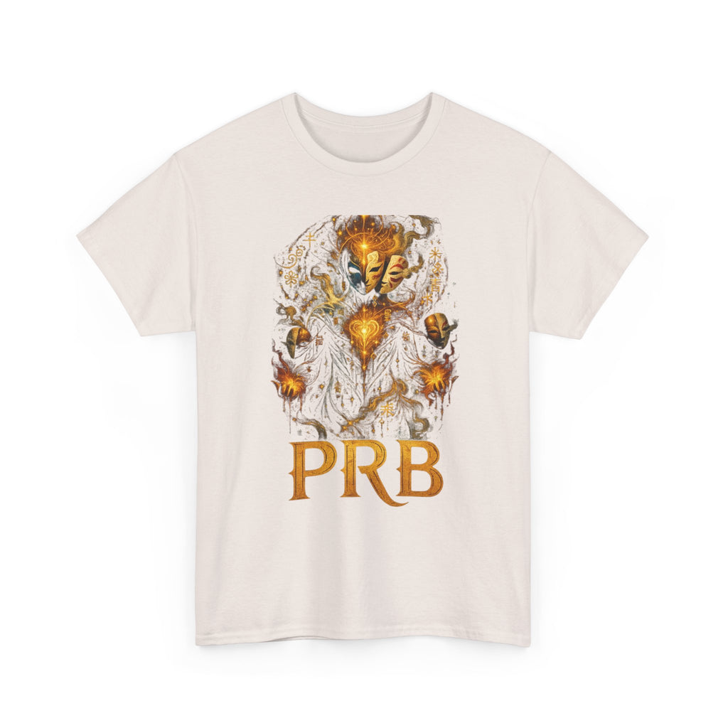 PRB Golden Mystic Mask Graphic Tee — Vintage Nature Illustration T-Shirt by Power Runs Black
