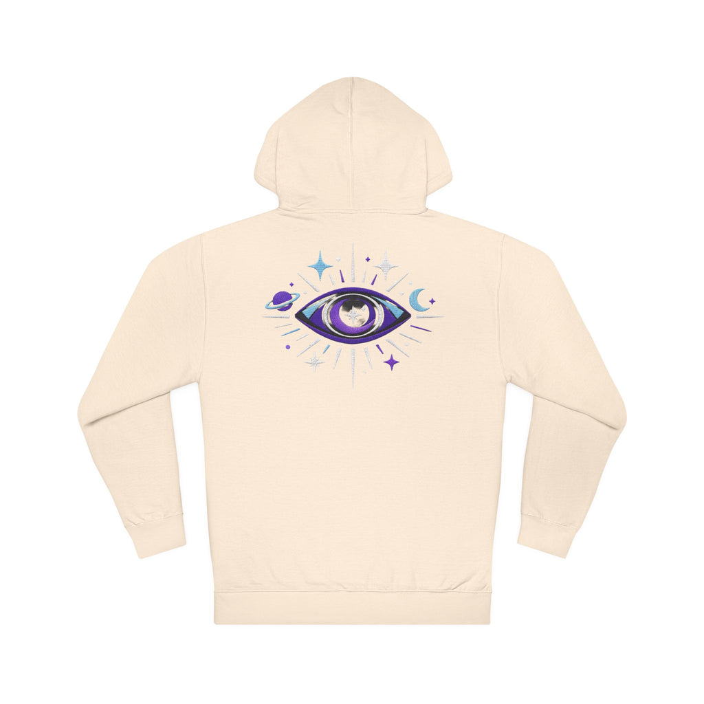 PRB Mystic Purple All-Seeing Eye Hoodie | Celestial Stars Moon by Power Runs Black