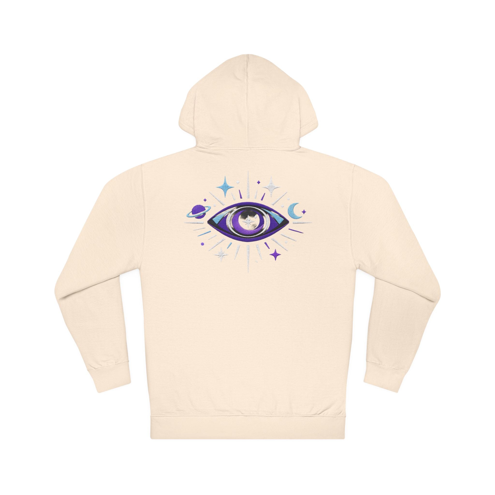 PRB Mystic Purple All-Seeing Eye Hoodie | Celestial Stars Moon by Power Runs Black