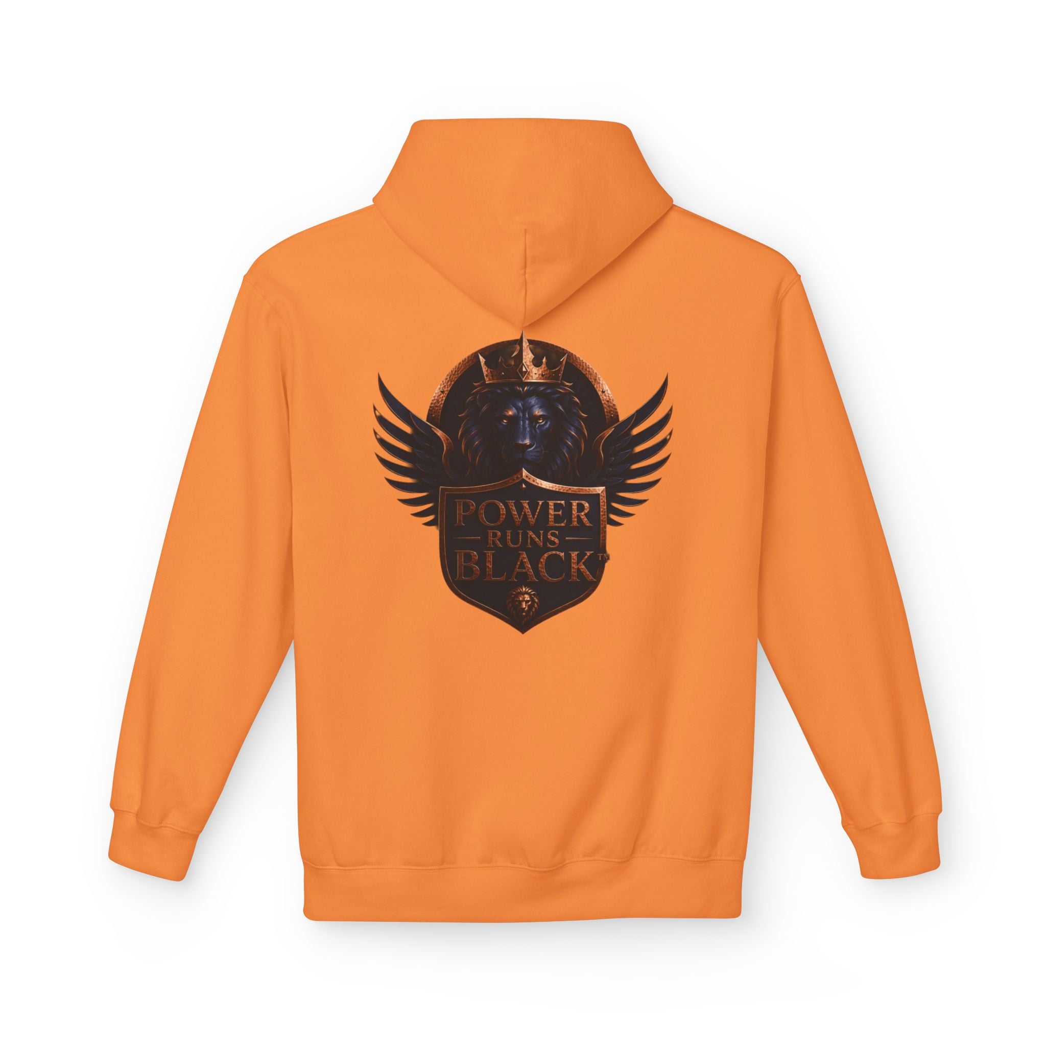 Power Runs Black crest hoodie | medieval shield with lions and wings by Power Runs Black