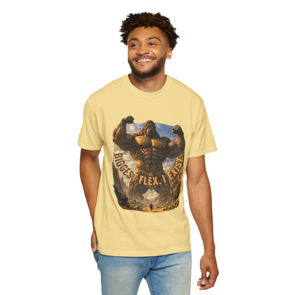Power Runs Black PRB Biggest Flex I Exist T-Shirt — Funny Muscle Gorilla Graphic Tee by Printify