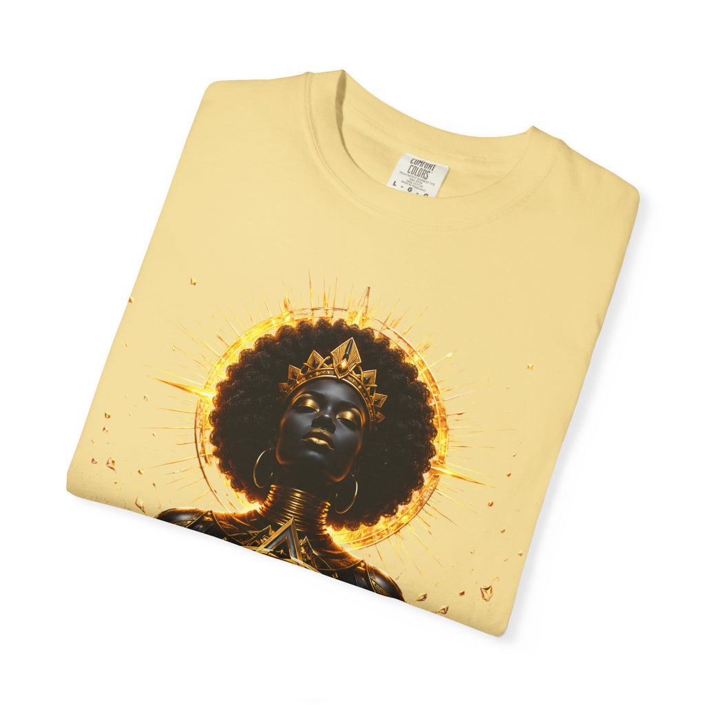 Power Runs Black goddess illustration T-Shirt | Afrocentric black pride design by Power Runs Black