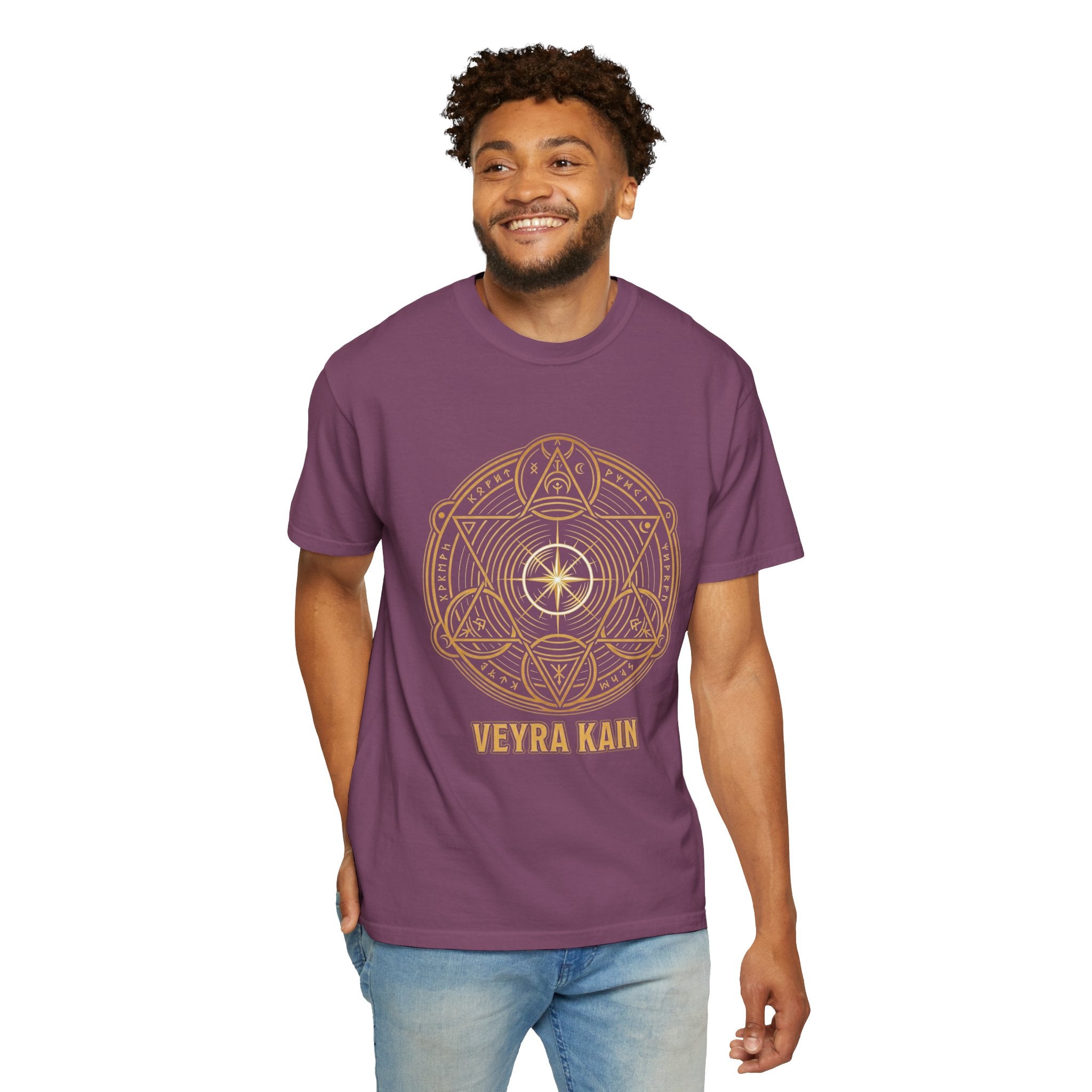 Power Runs Black PRB — Veyra Kain Geometric Sigil Tee with “Too Much Becomes Ruin” Graphic T-Shirt by Printify
