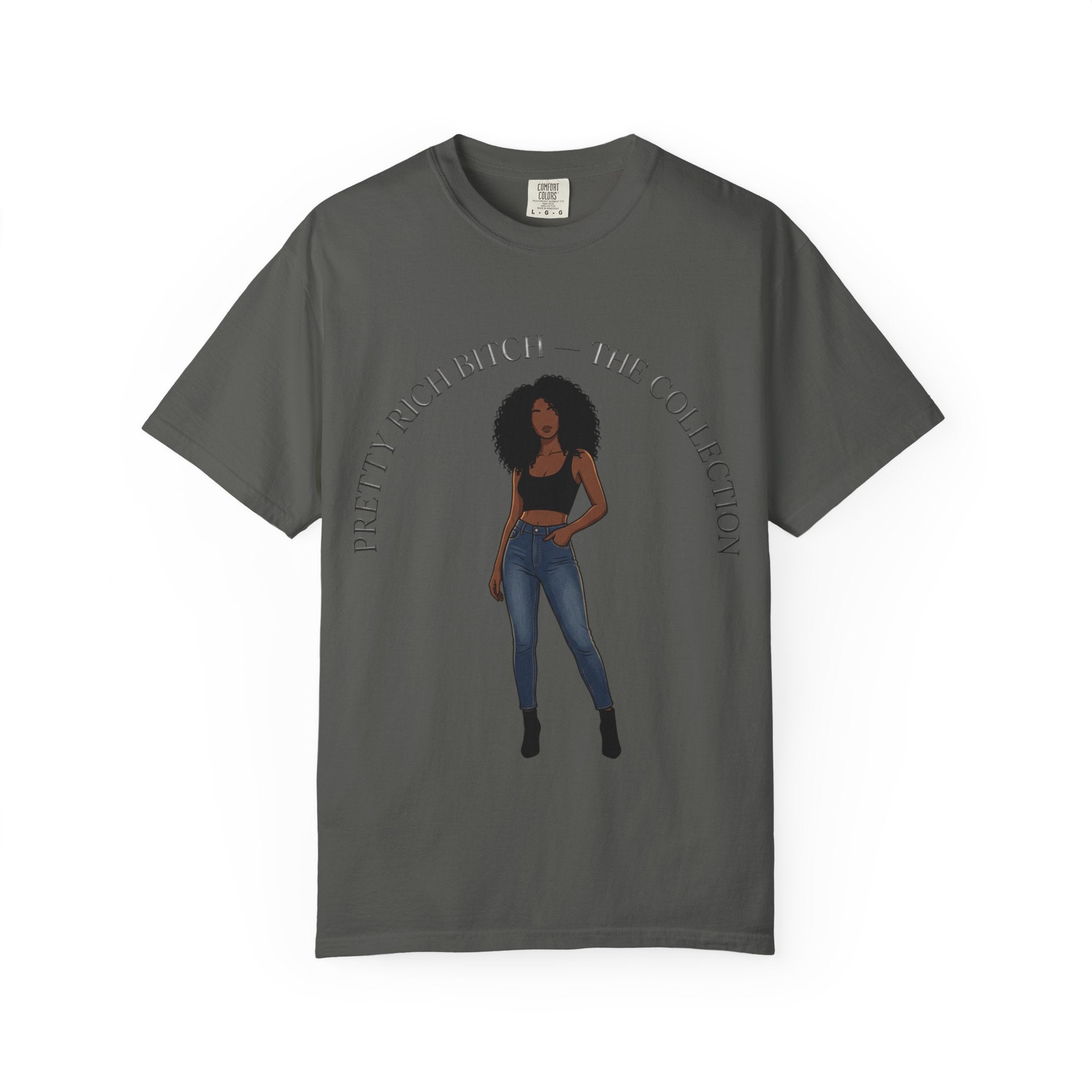 Pretty Rich Bitch The Collection by PRB Graphic Tee (Afro Curly Woman) by Power Runs Black