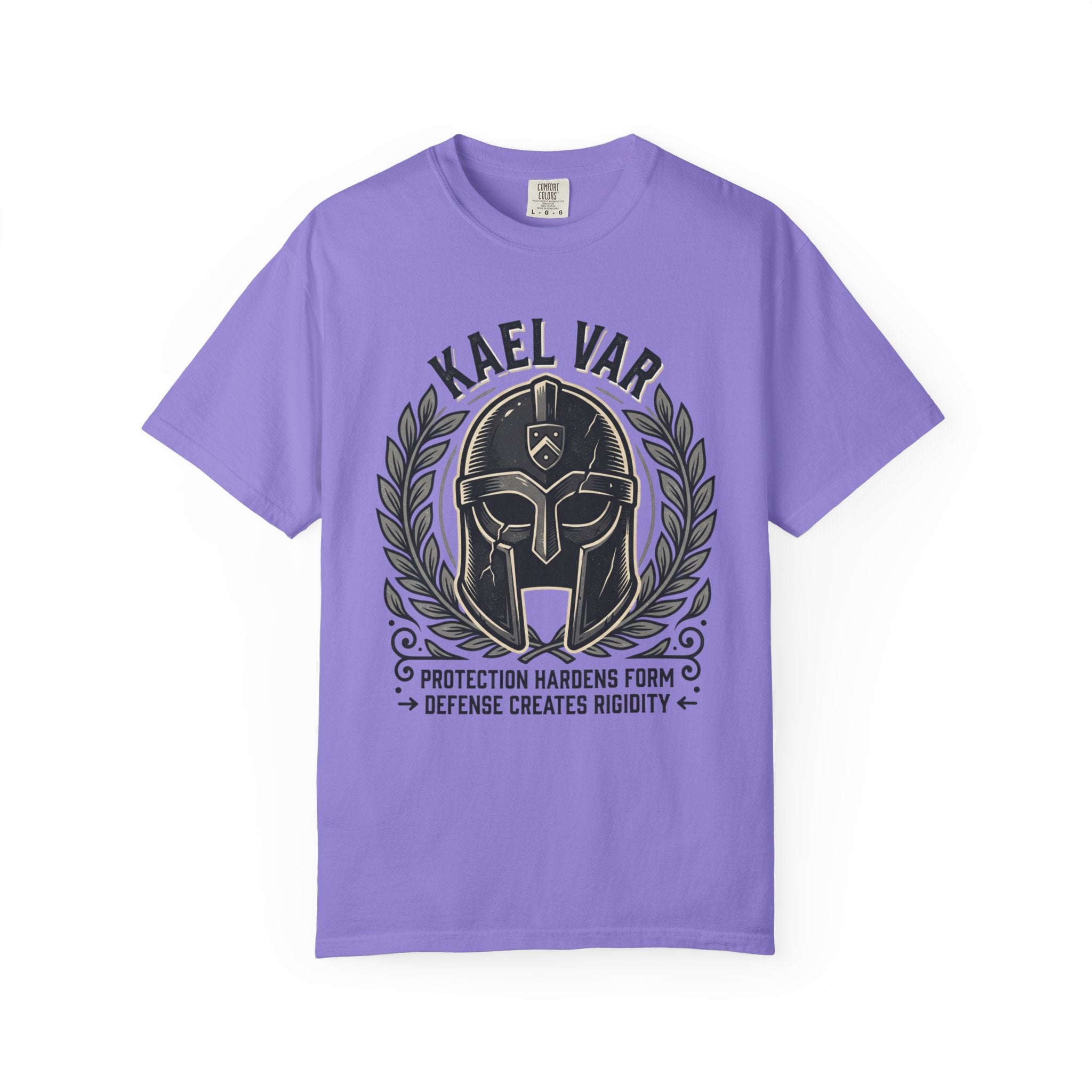 Power Runs Black PRB Kael Var Helmet Graphic T-Shirt — "Protection Hardens Form" Warrior Tee by Power Runs Black