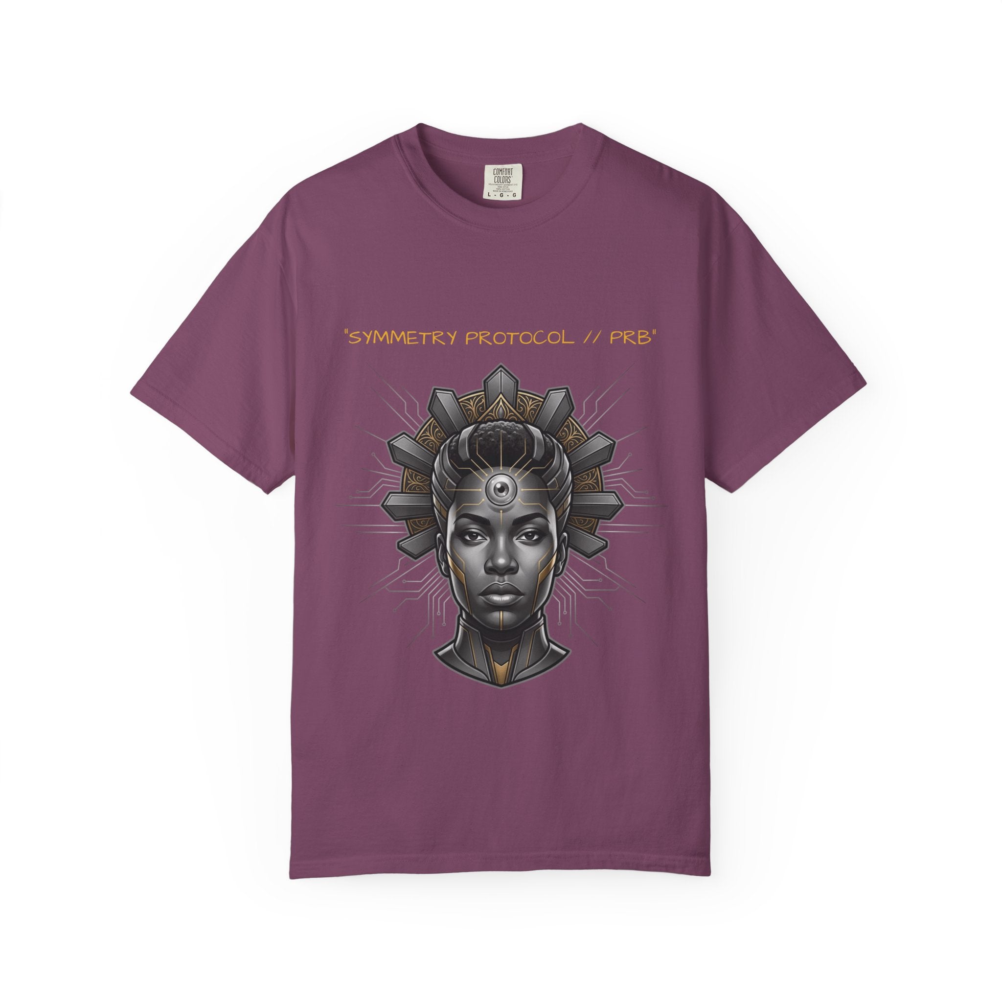 Printify PRB Afrofuturist Crowned Woman T-shirt | Sci‑Fi Portrait Tee - T-Shirt