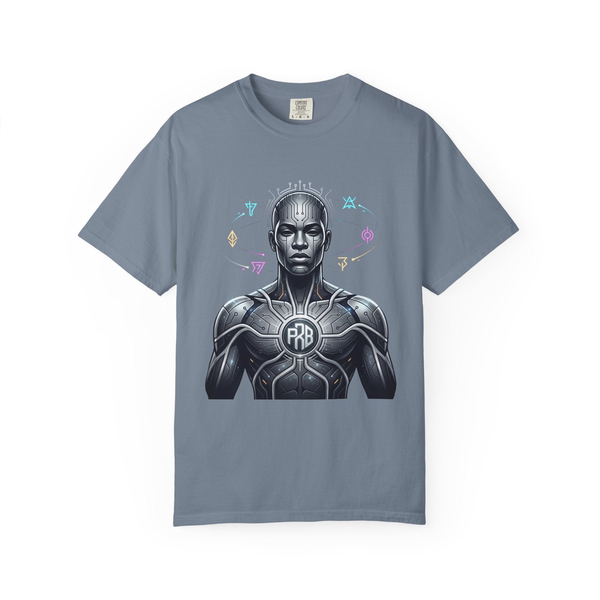 Printify PRB Algorithm God: Cosmic Processor 4K — Cybernetic Warrior T-Shirt | - T-Shirt