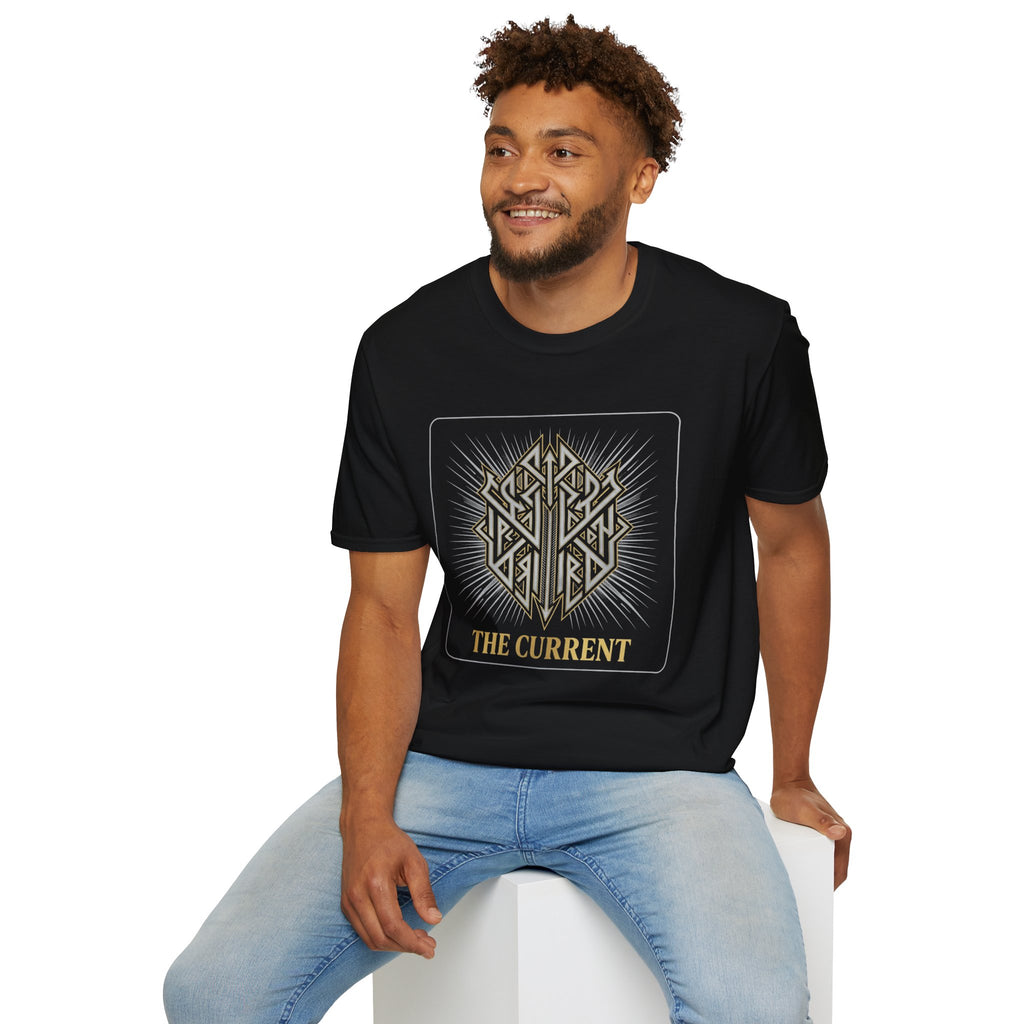 Power Runs Black PRB The Current Geometric Logo T-Shirt by Printify