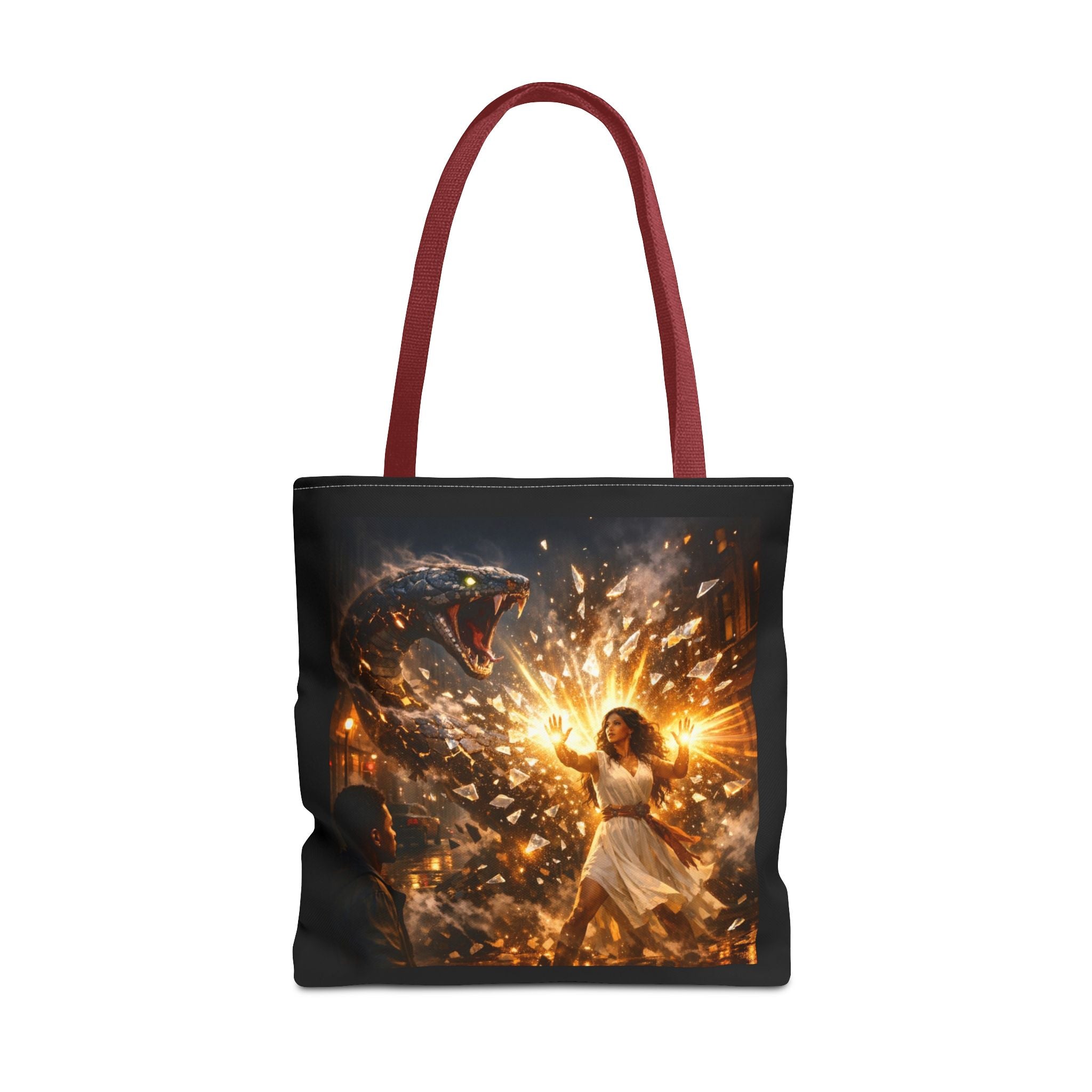 PRB Raging Serpent Burst tote bag | Fantasy serpent explosion art by Printify