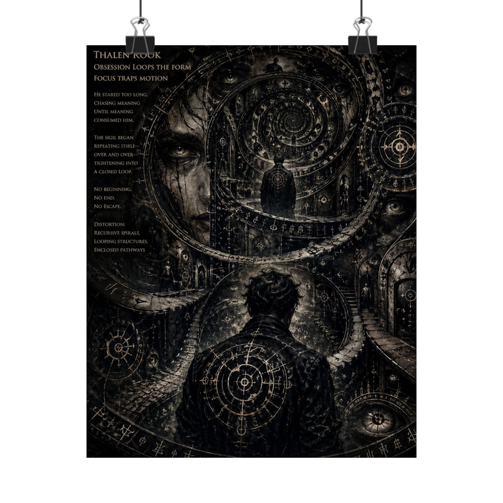 Power Runs Black Dark Surreal Poster — Spiral Dreamscape Matte Vertical Art Print by Power Runs Black