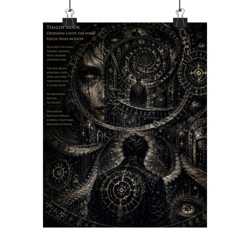 Power Runs Black Dark Surreal Poster — Spiral Dreamscape Matte Vertical Art Print by Power Runs Black